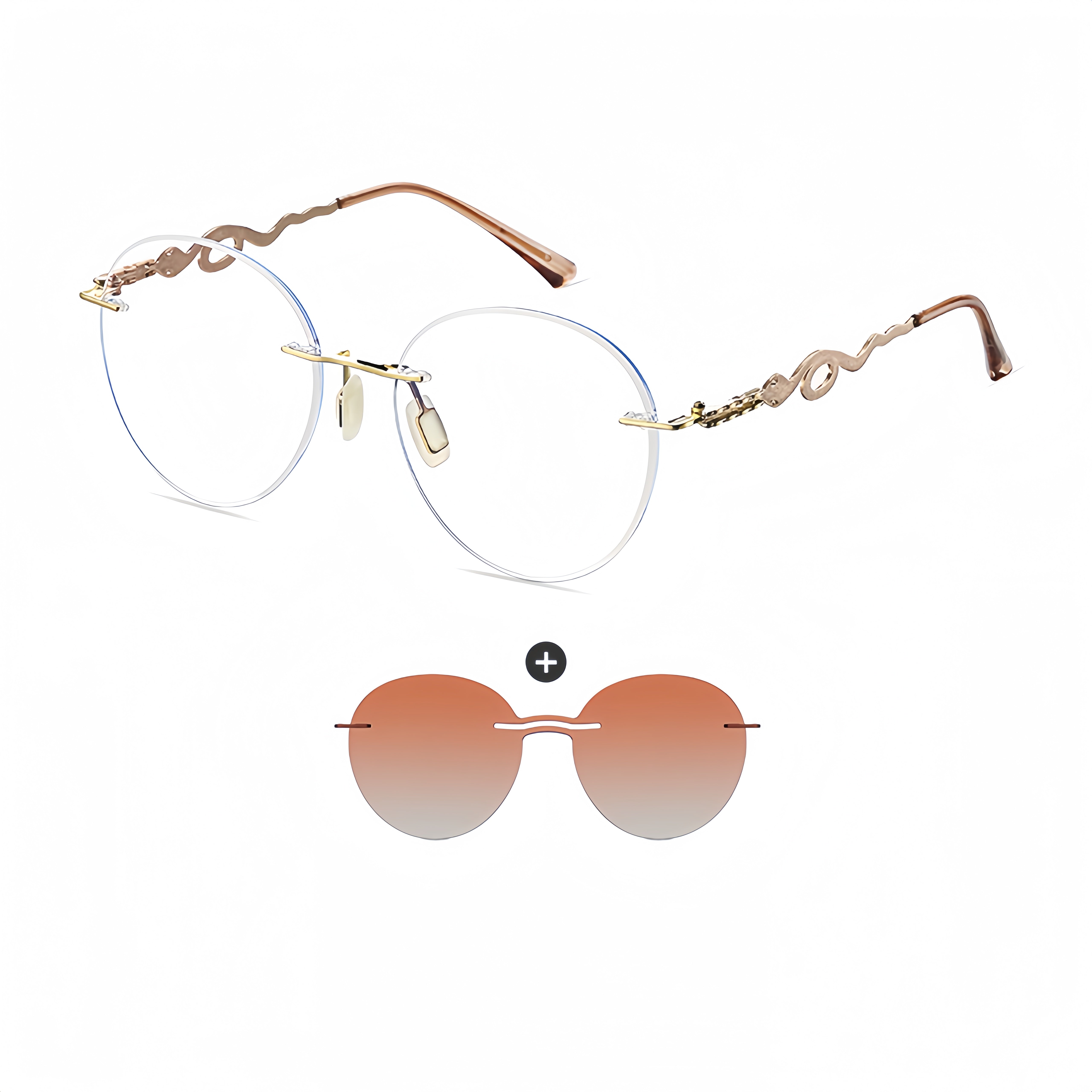 Women's Rimless Magnetic Clip-On Sunglasses |   Rx-Ready