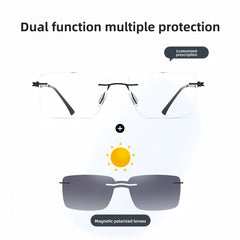 Rimless Rx Frame with Magnetic Clip-On System