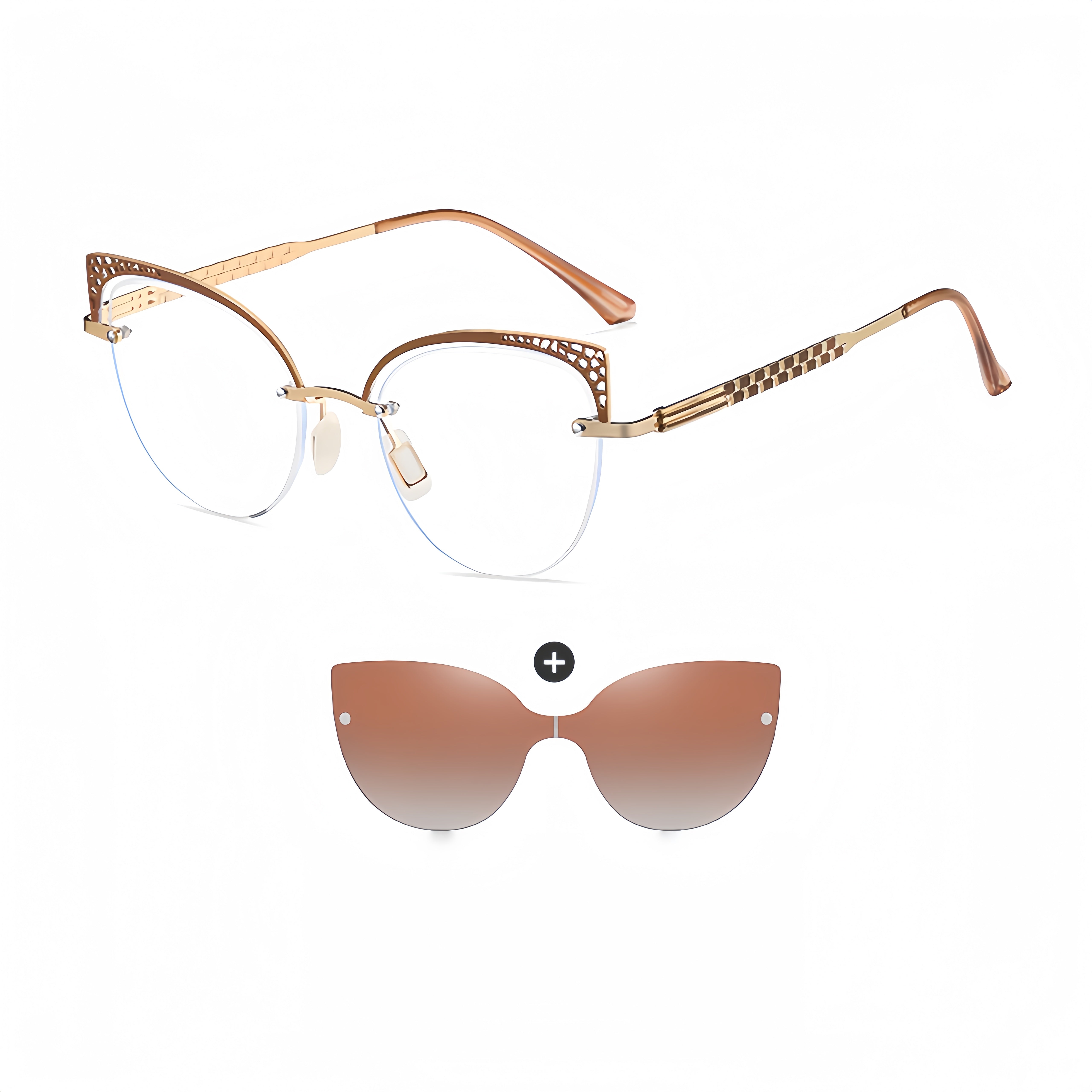 Women's 2-in-1 Magnetic Clip-on Prescription Glasses Set