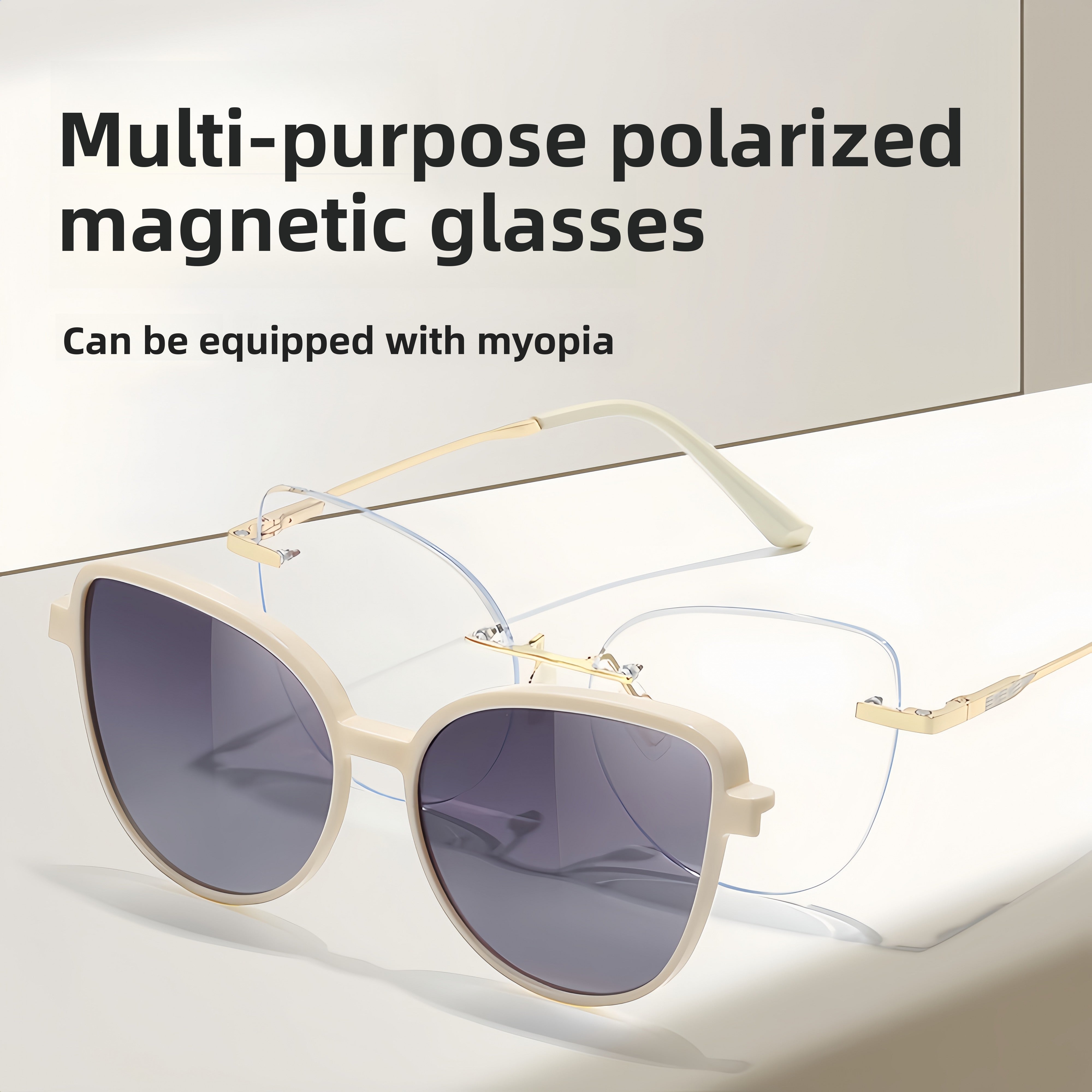 Women's TR90 Magnetic Clip-On Sunglasses & Prescription Frames 2-in-1