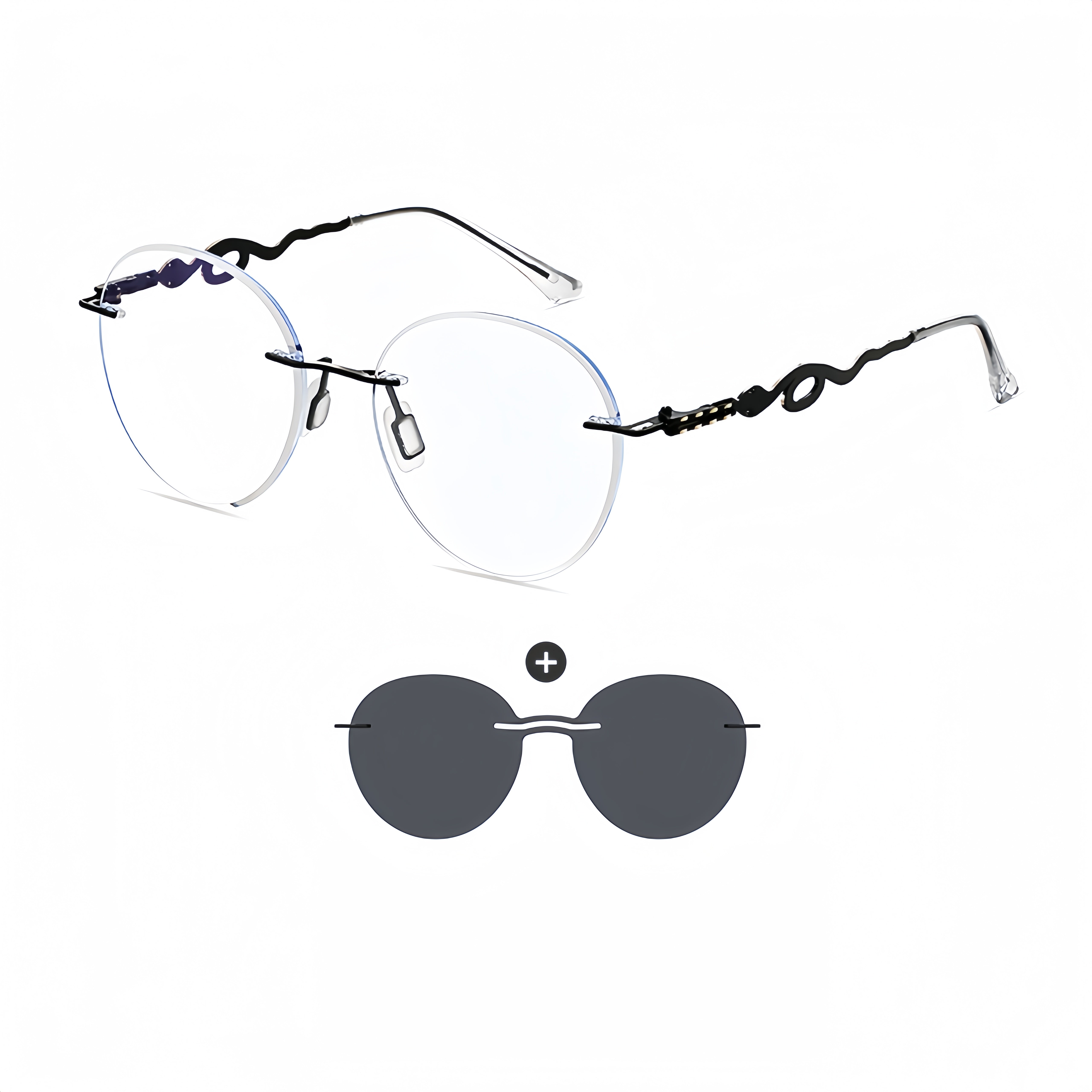 Women's Rimless Magnetic Clip-On Sunglasses |   Rx-Ready