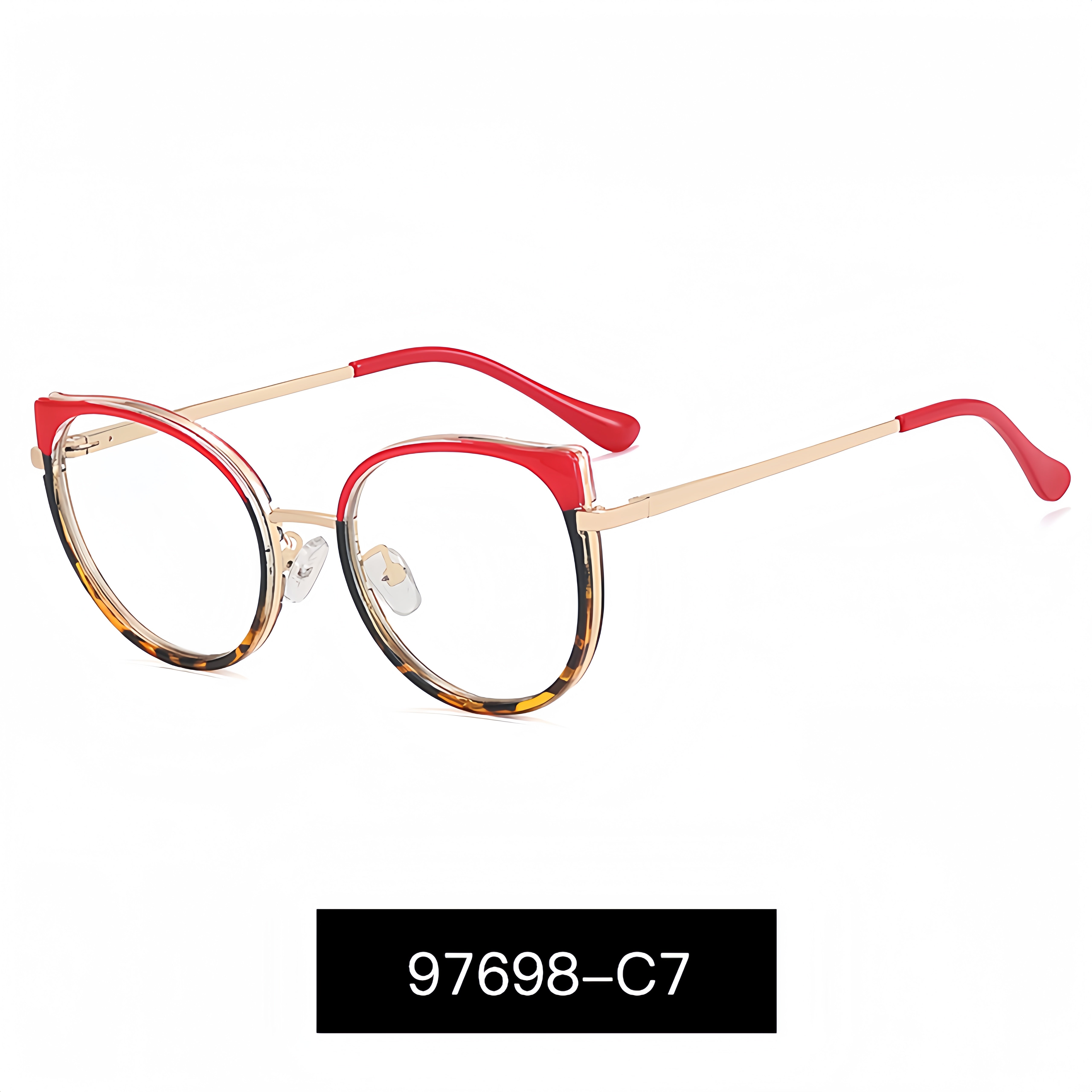 Dual-Tone Metal Full-Rim Cat-Eye Eyewear Frames