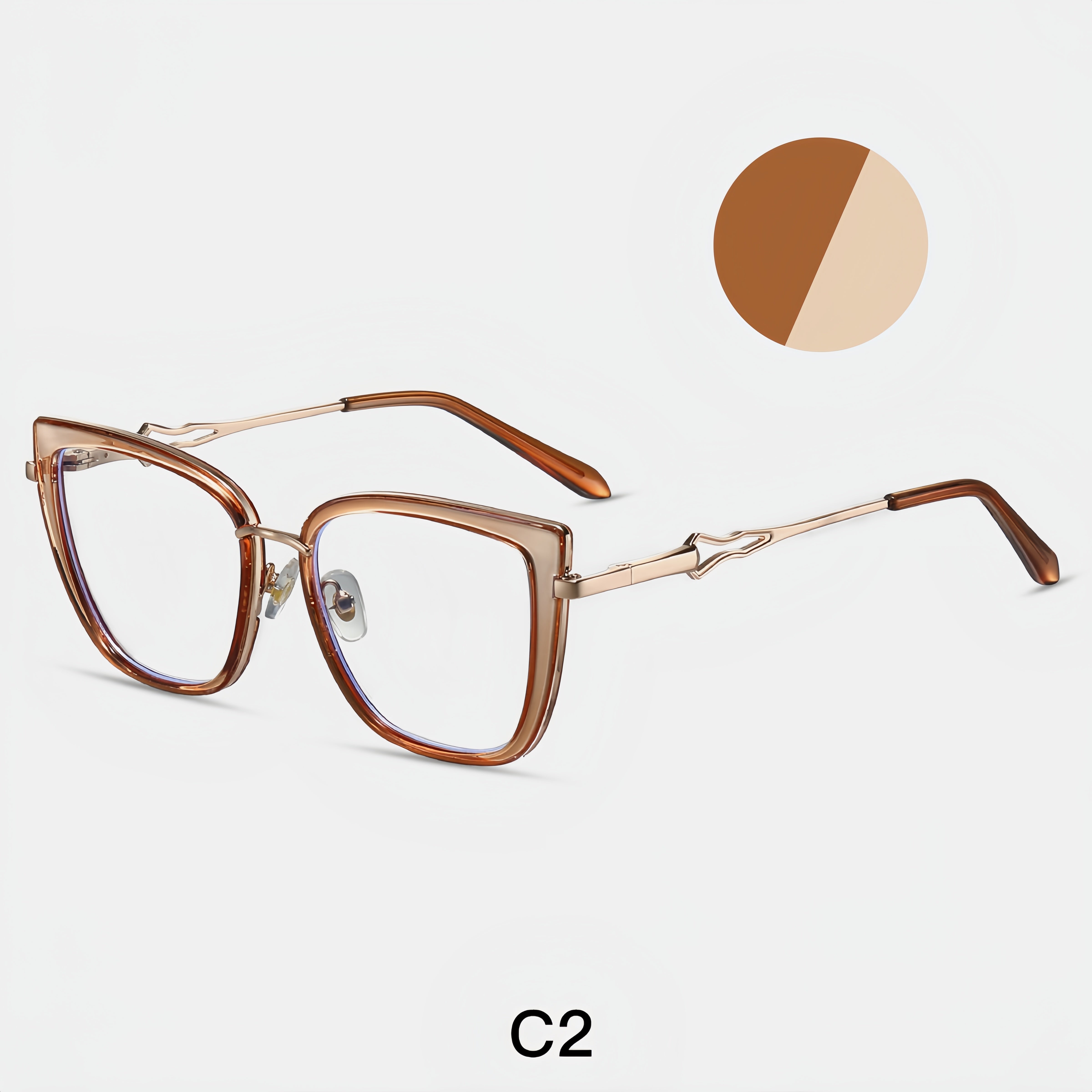 Women's TR90+ Metal Leopard Pattern Square Eyeglass Frame