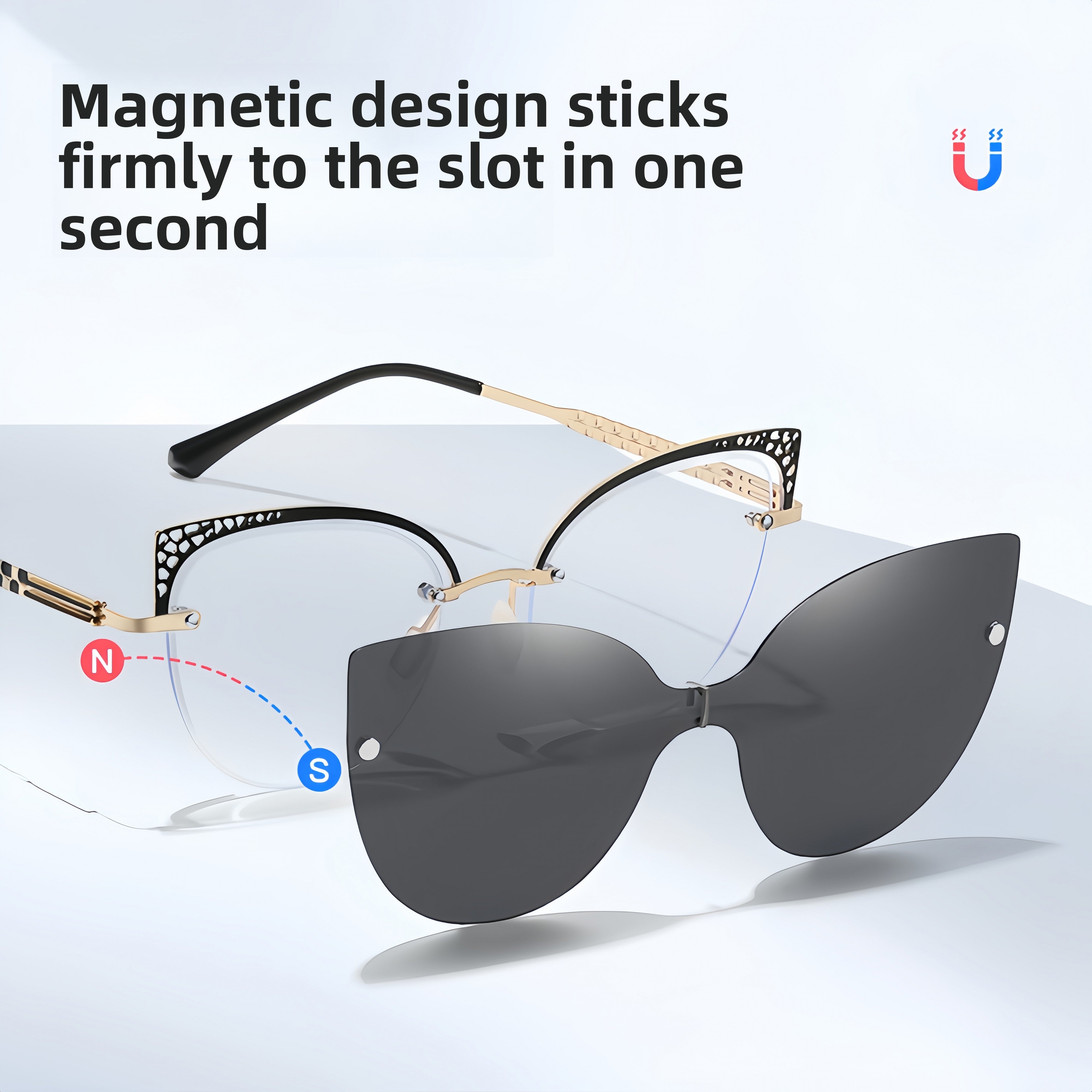 Women's 2-in-1 Magnetic Clip-on Prescription Glasses Set
