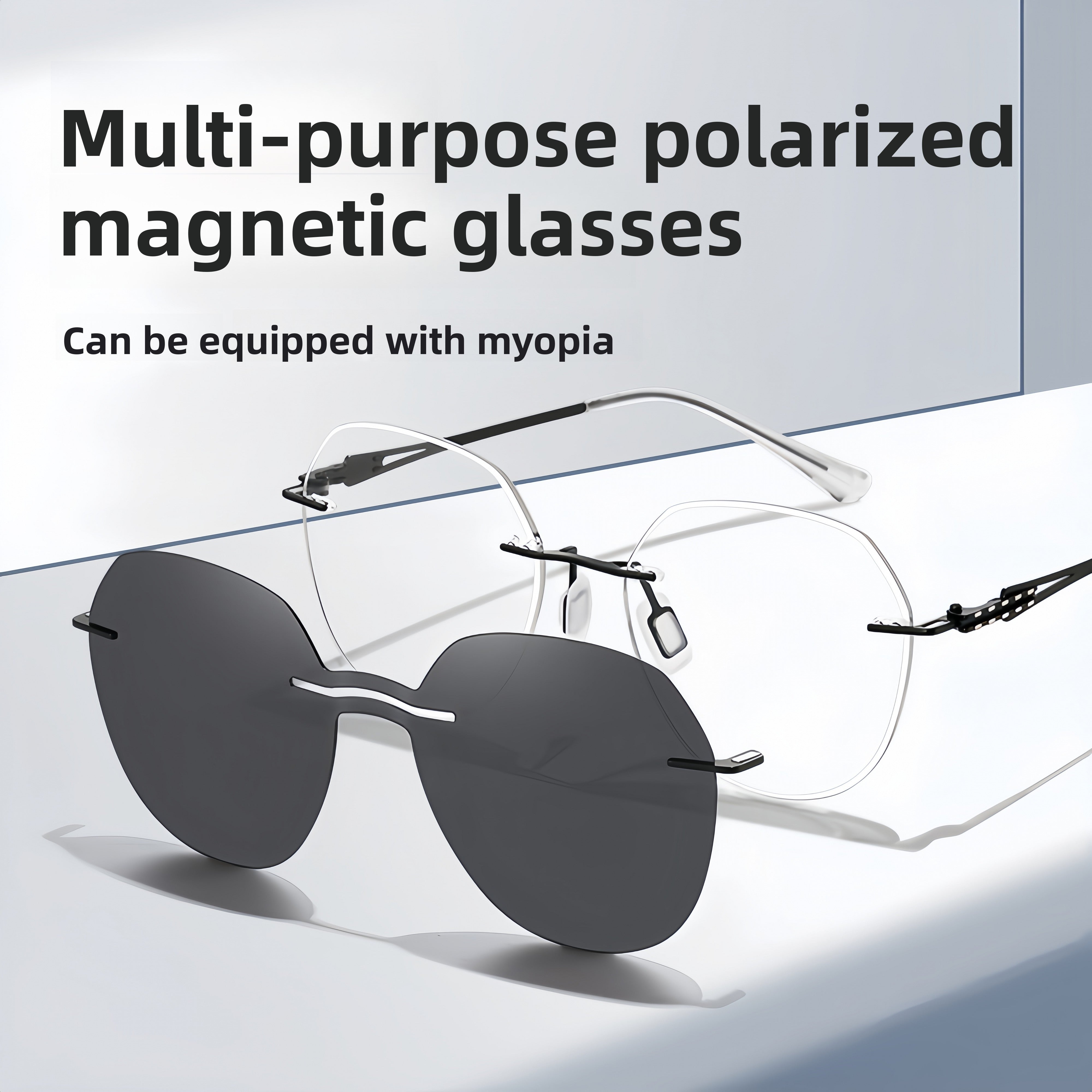 Women's Magnetic Clip-on Sunglasses for Frameless Prescription Glasses