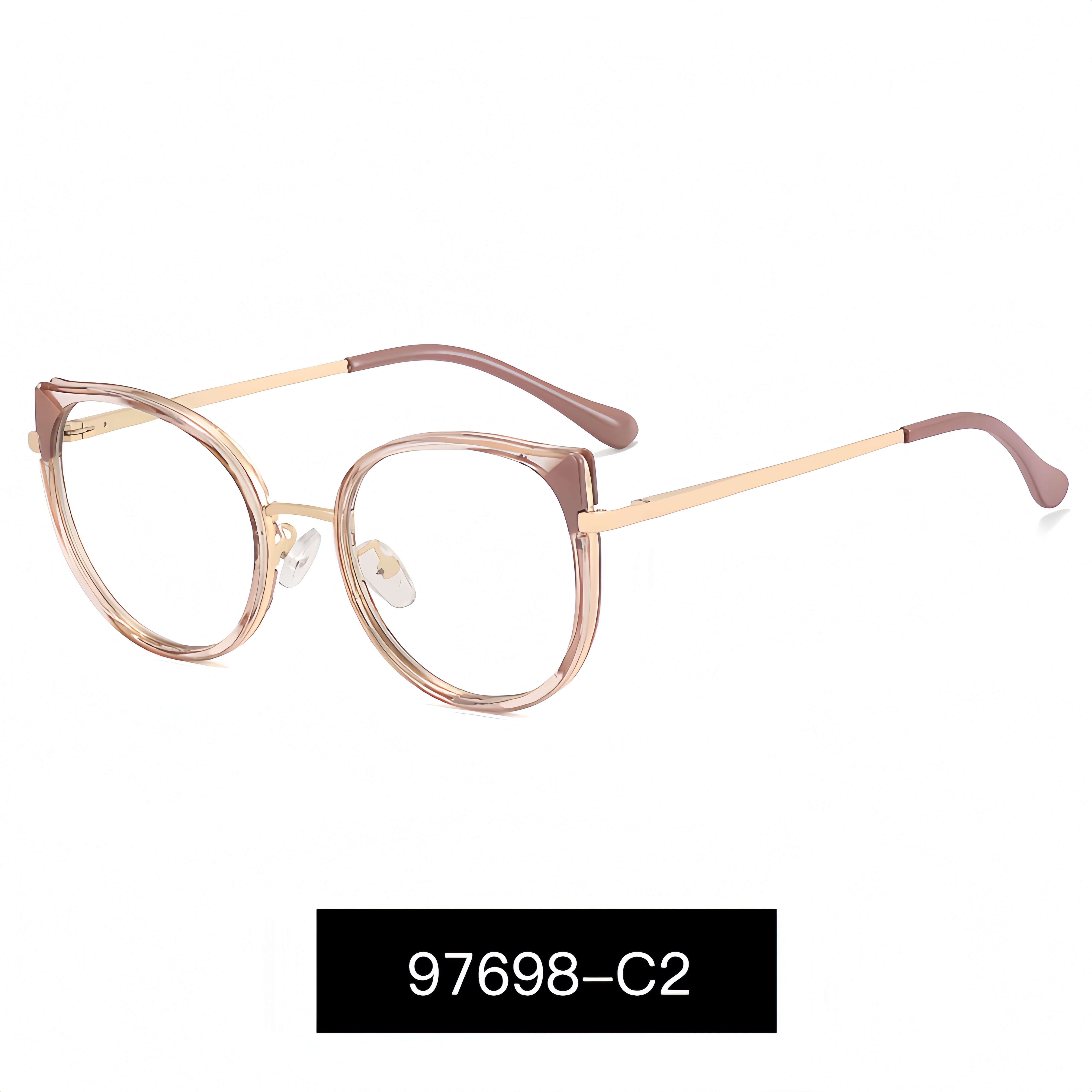 Dual-Tone Metal Full-Rim Cat-Eye Eyewear Frames