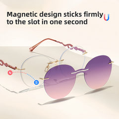 Women's Rimless Magnetic Clip-On Sunglasses |   Rx-Ready