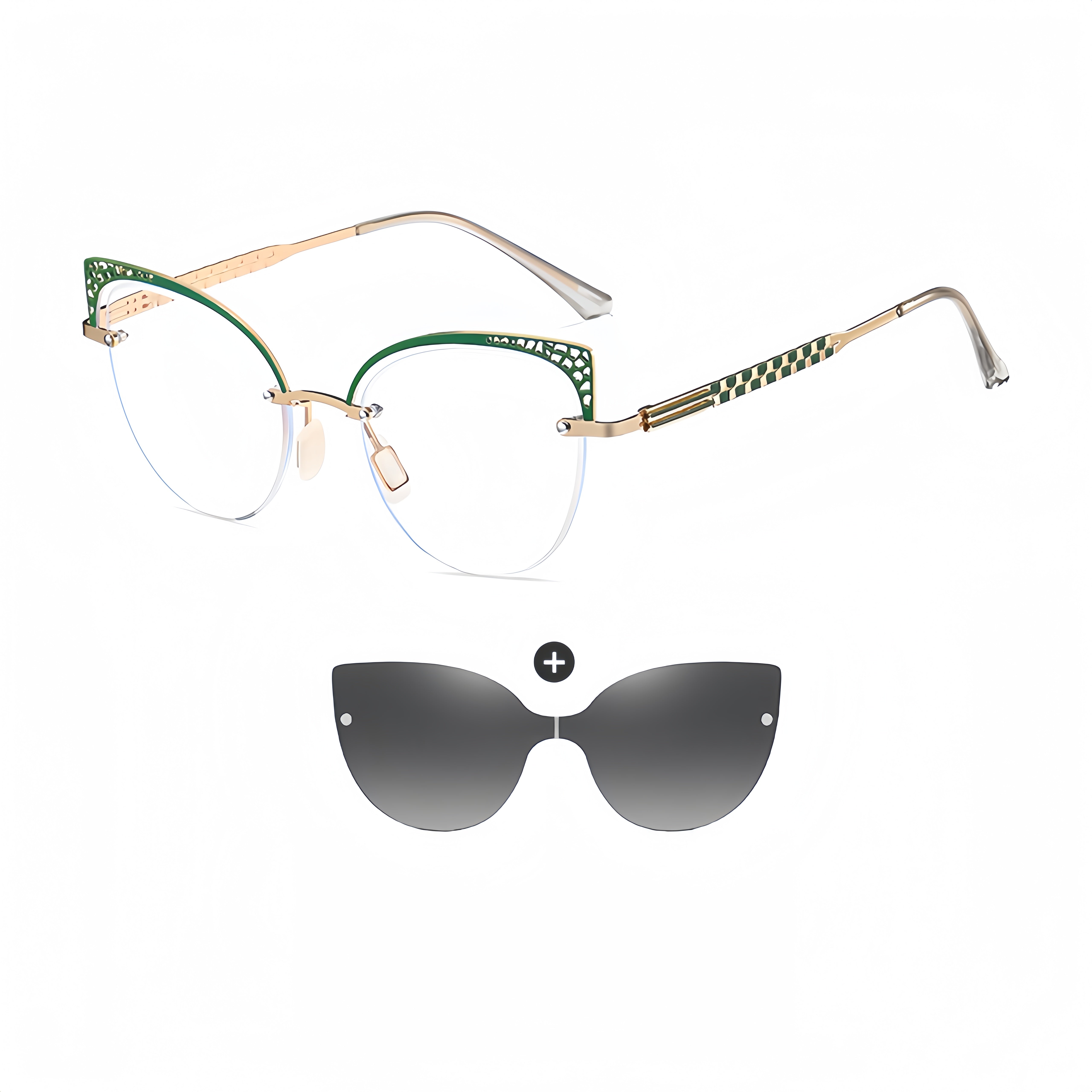 Women's 2-in-1 Magnetic Clip-on Prescription Glasses Set