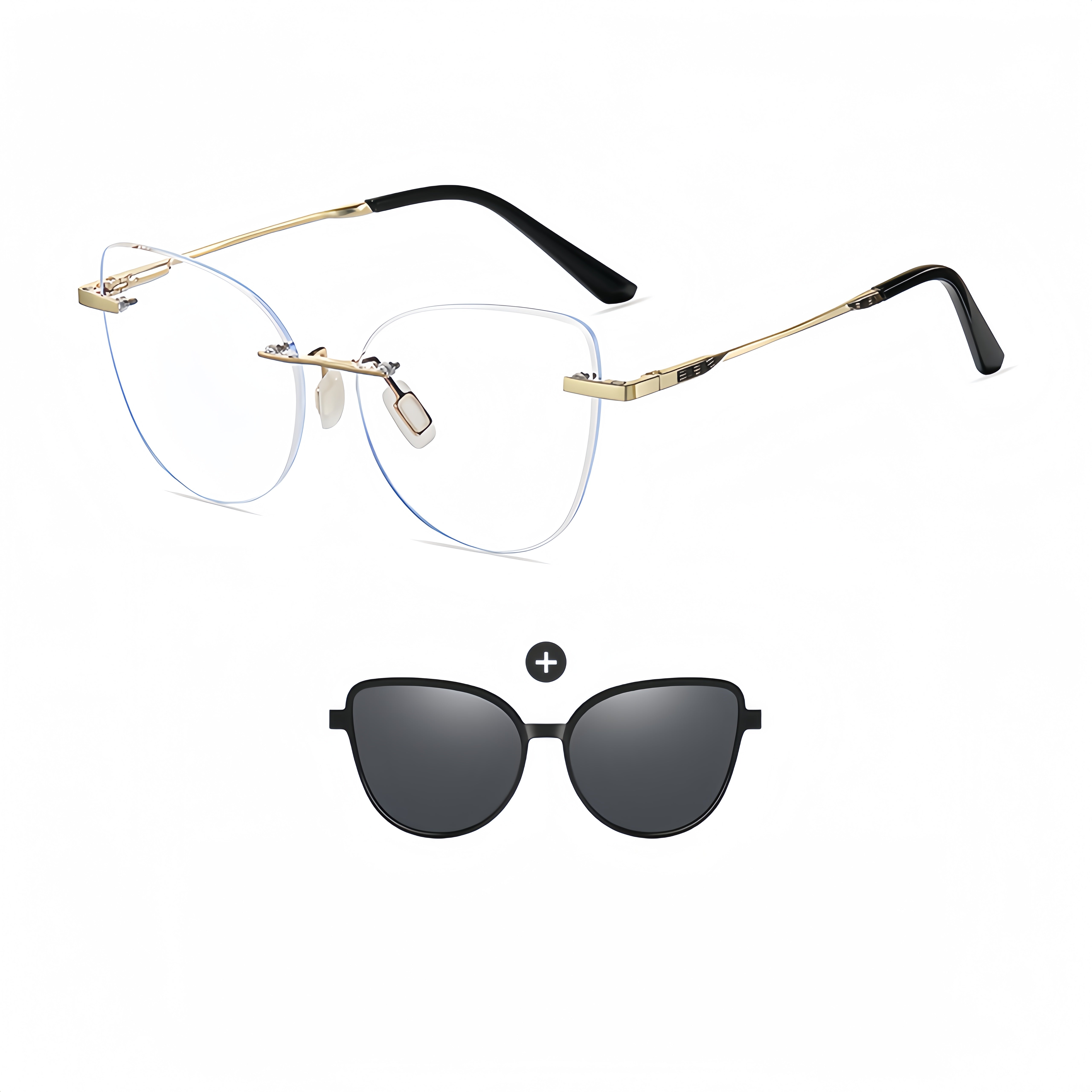 Women's TR90 Magnetic Clip-On Sunglasses & Prescription Frames 2-in-1