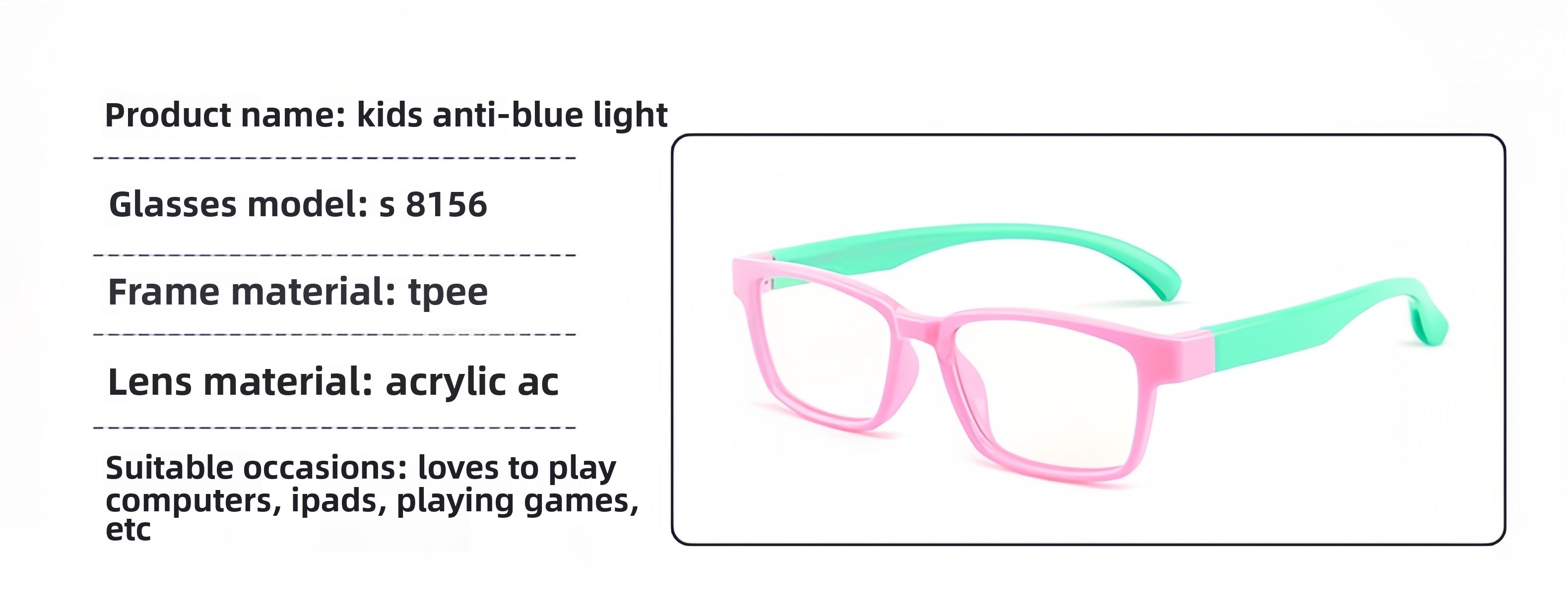 Kids' silicone glasses frame with safety & fun