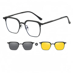 Men's Magnetic Clip-On Sunglasses & Optical Frames Bundle