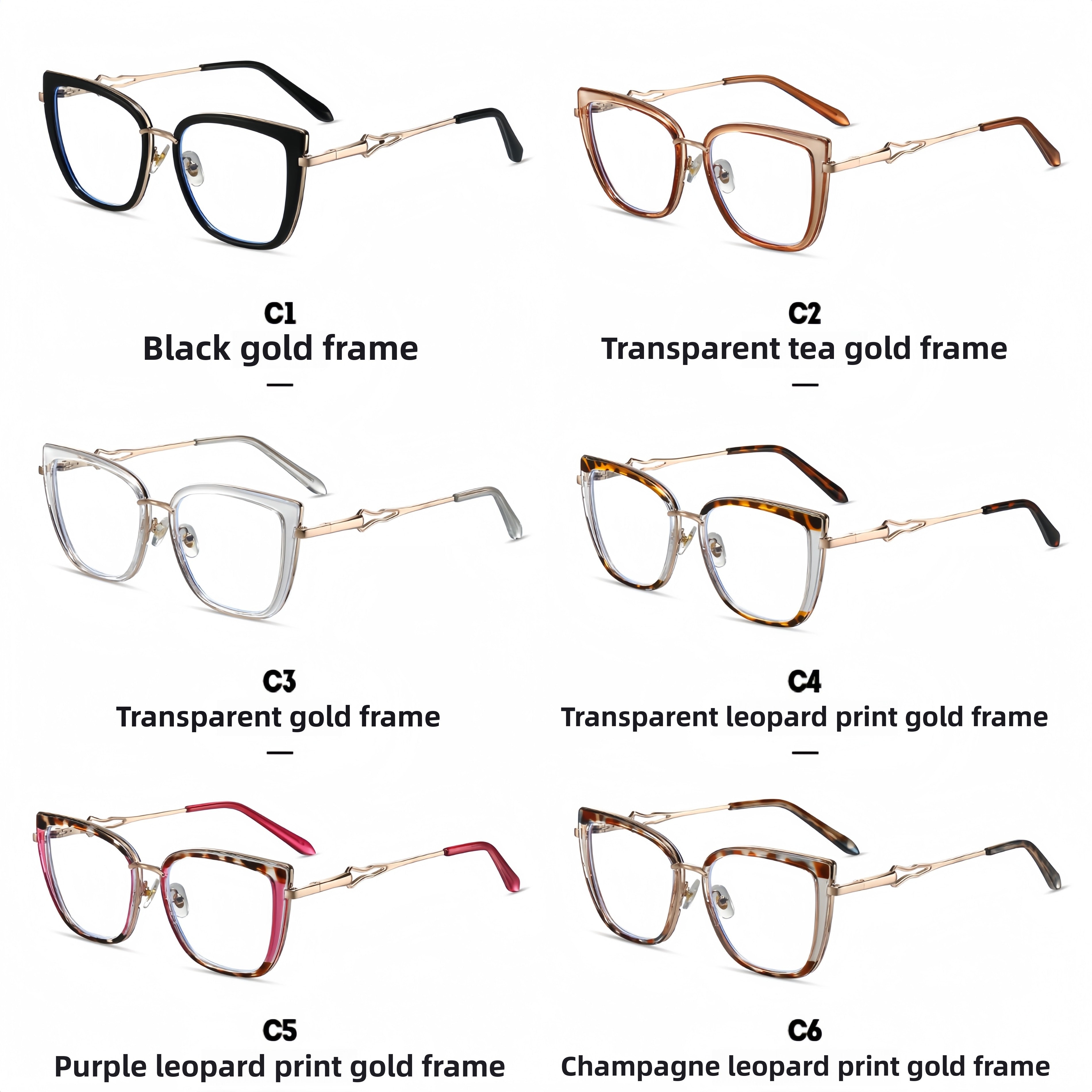 Women's TR90+ Metal Leopard Pattern Square Eyeglass Frame