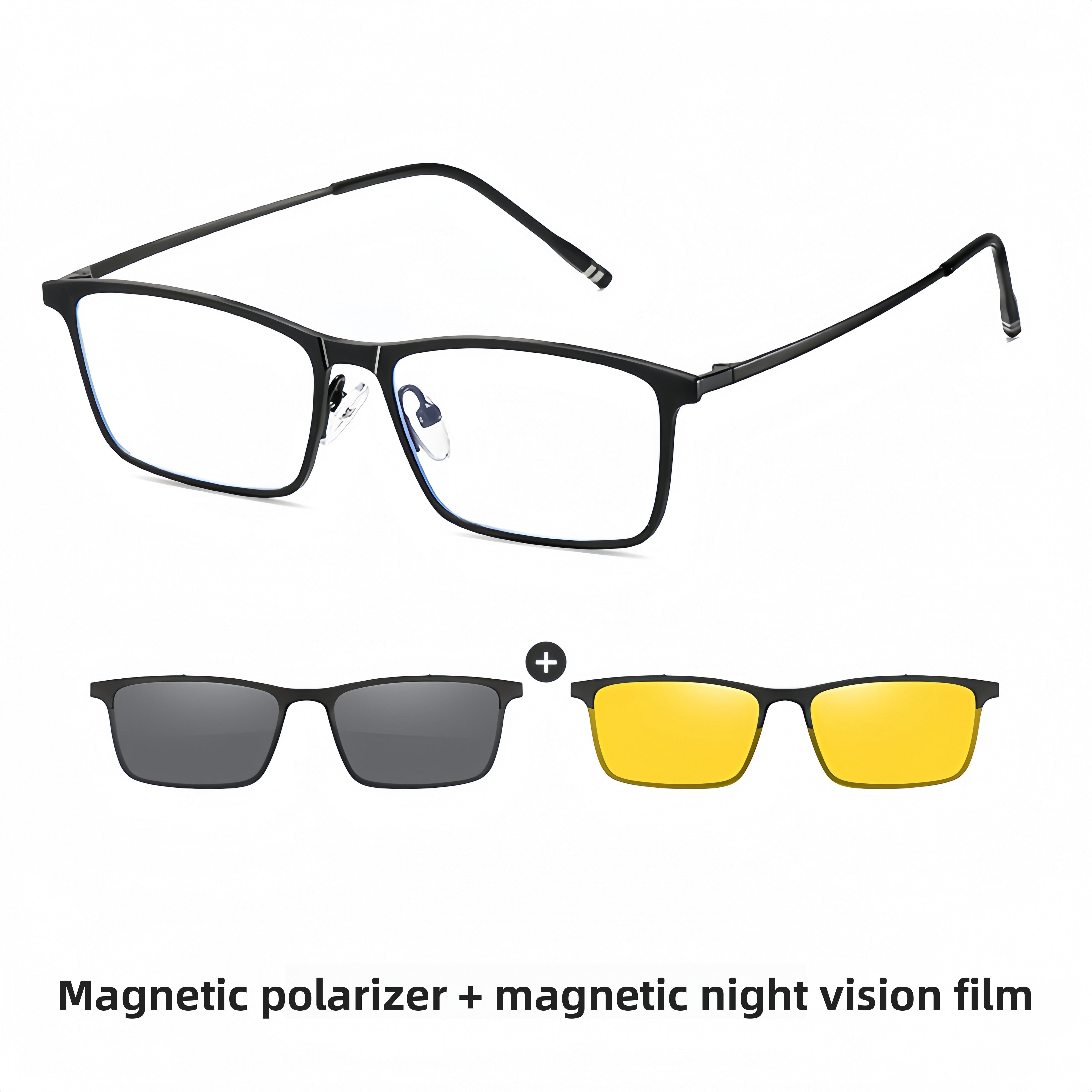 Men's Magnetic Flip-up Clip-on Sunglasses with Prescription Frame