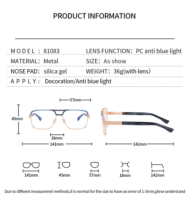 Men's Business-Casual Metal Prescription Glasses Frame