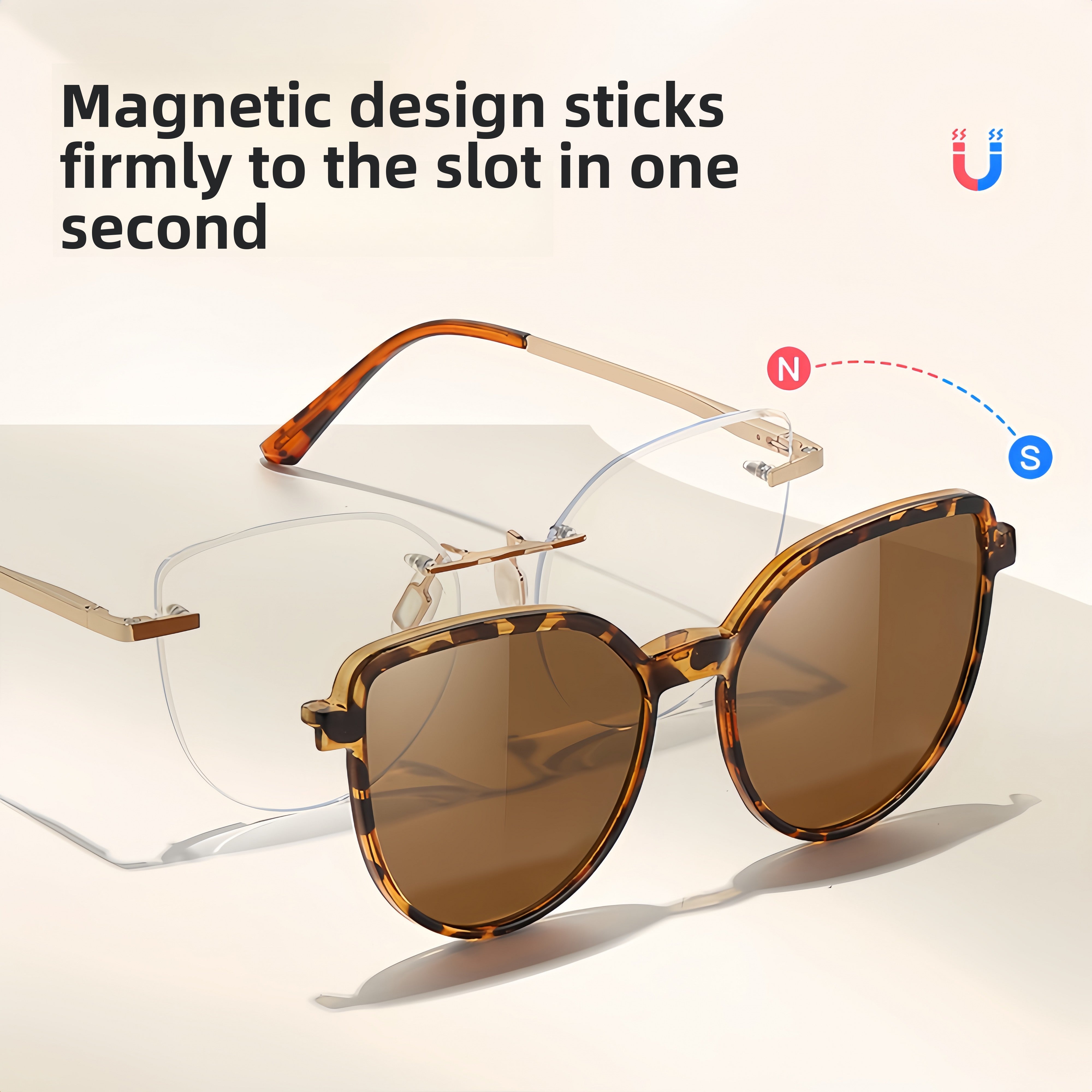 Female TR90 Frame with Clip-On Sunglasses