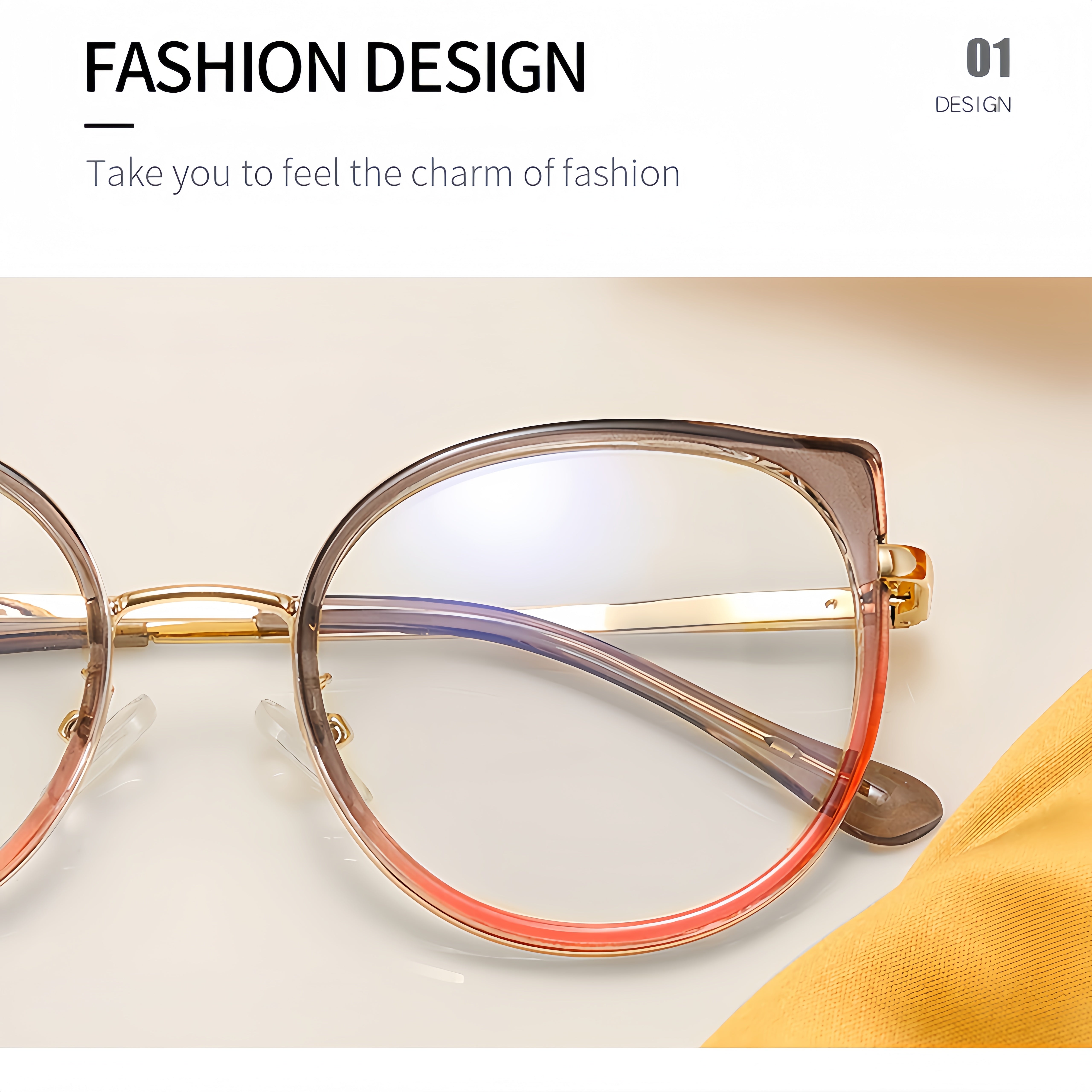 Dual-Tone Metal Full-Rim Cat-Eye Eyewear Frames