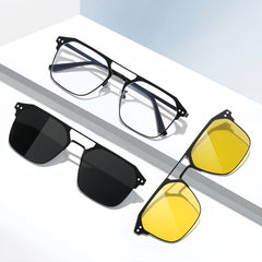 Men's Magnetic Clip-On Sunglasses + Prescription Glasses Frame