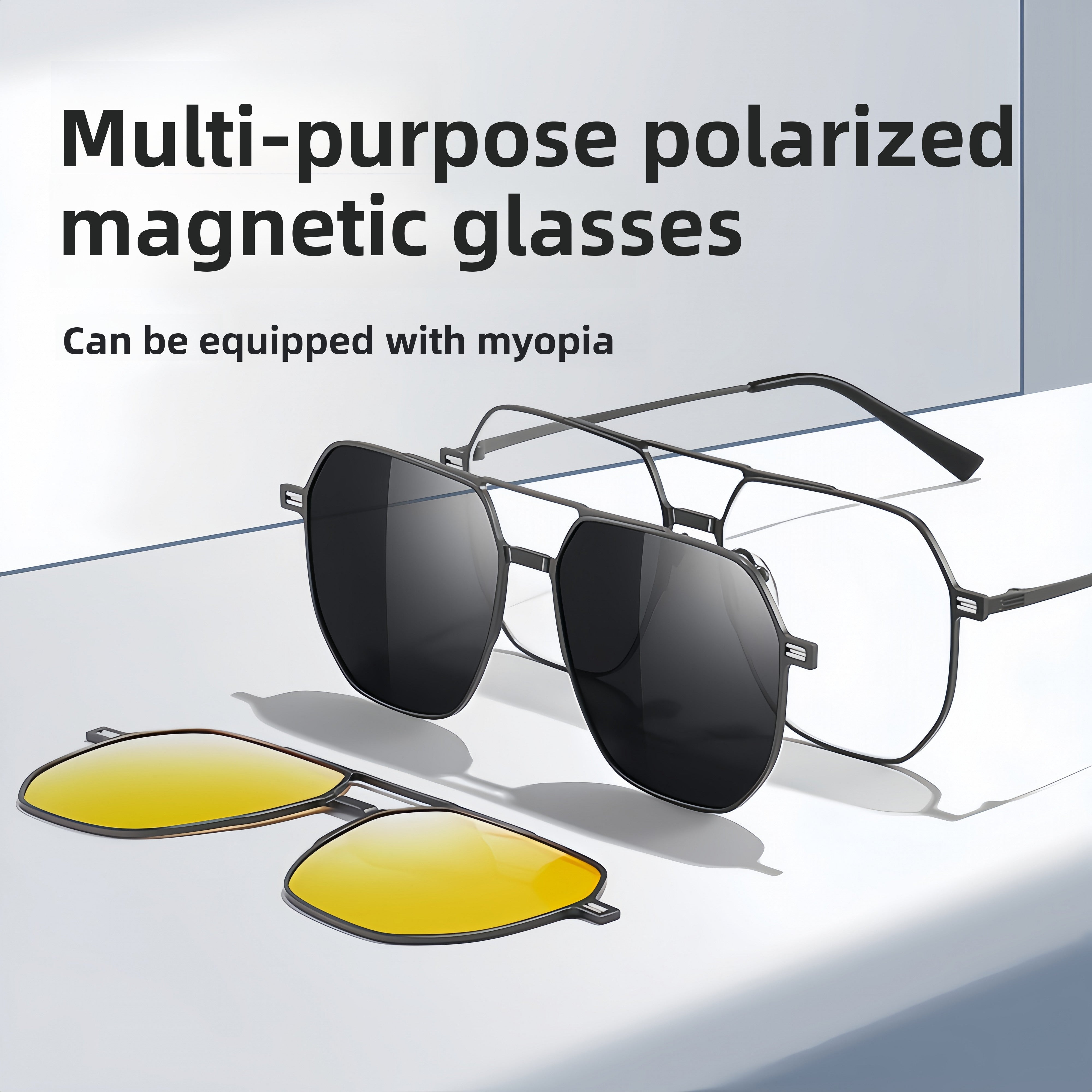Men's Magnetic Clip-on Prescription Eyewear Set