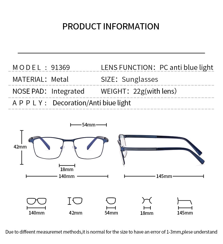Men's metal eyeglass frames