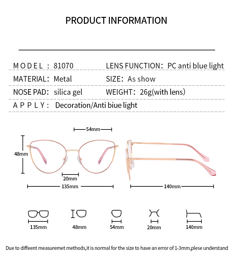 Women's Retro Metal Glasses Frames
