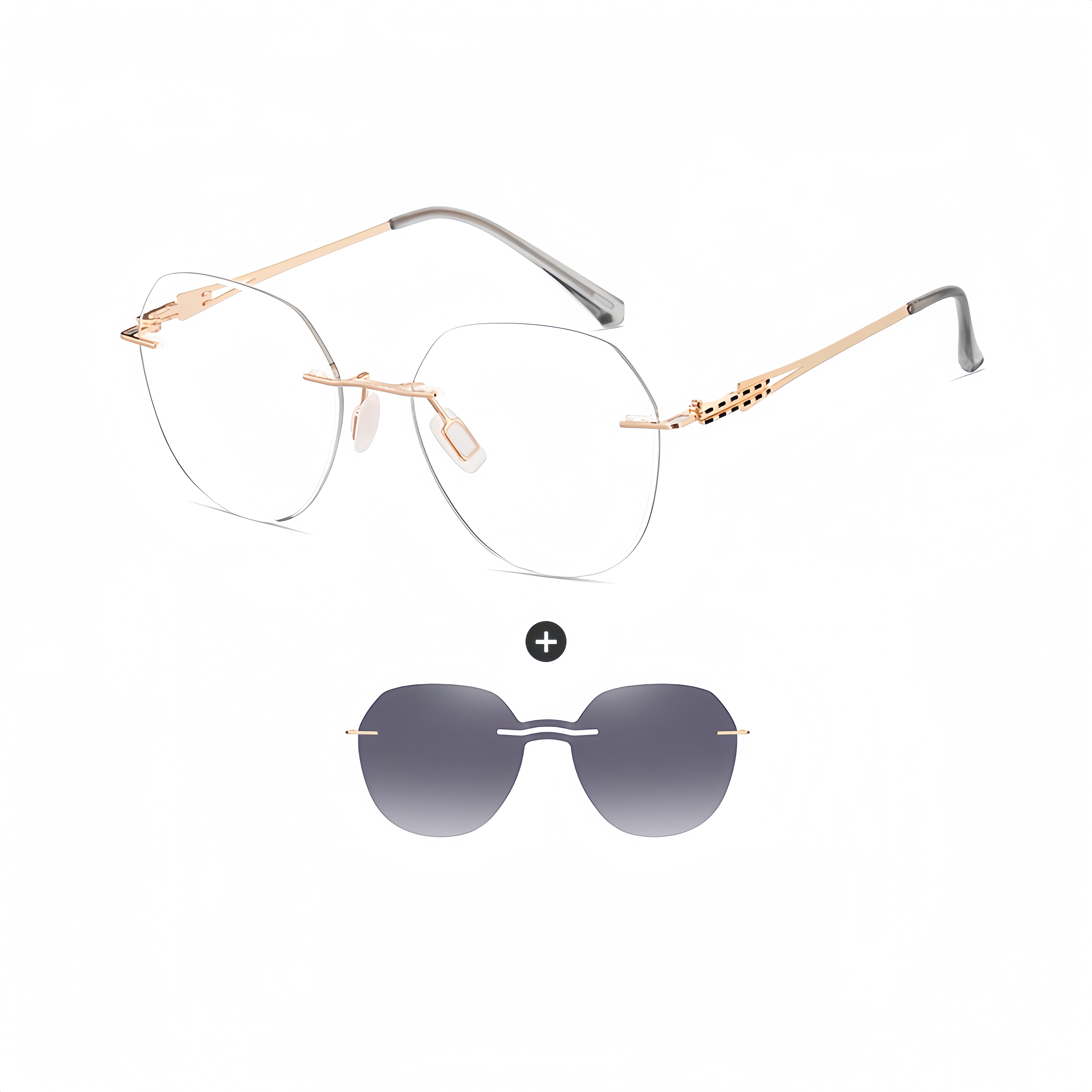 Women's Magnetic Clip-on Sunglasses for Frameless Prescription Glasses