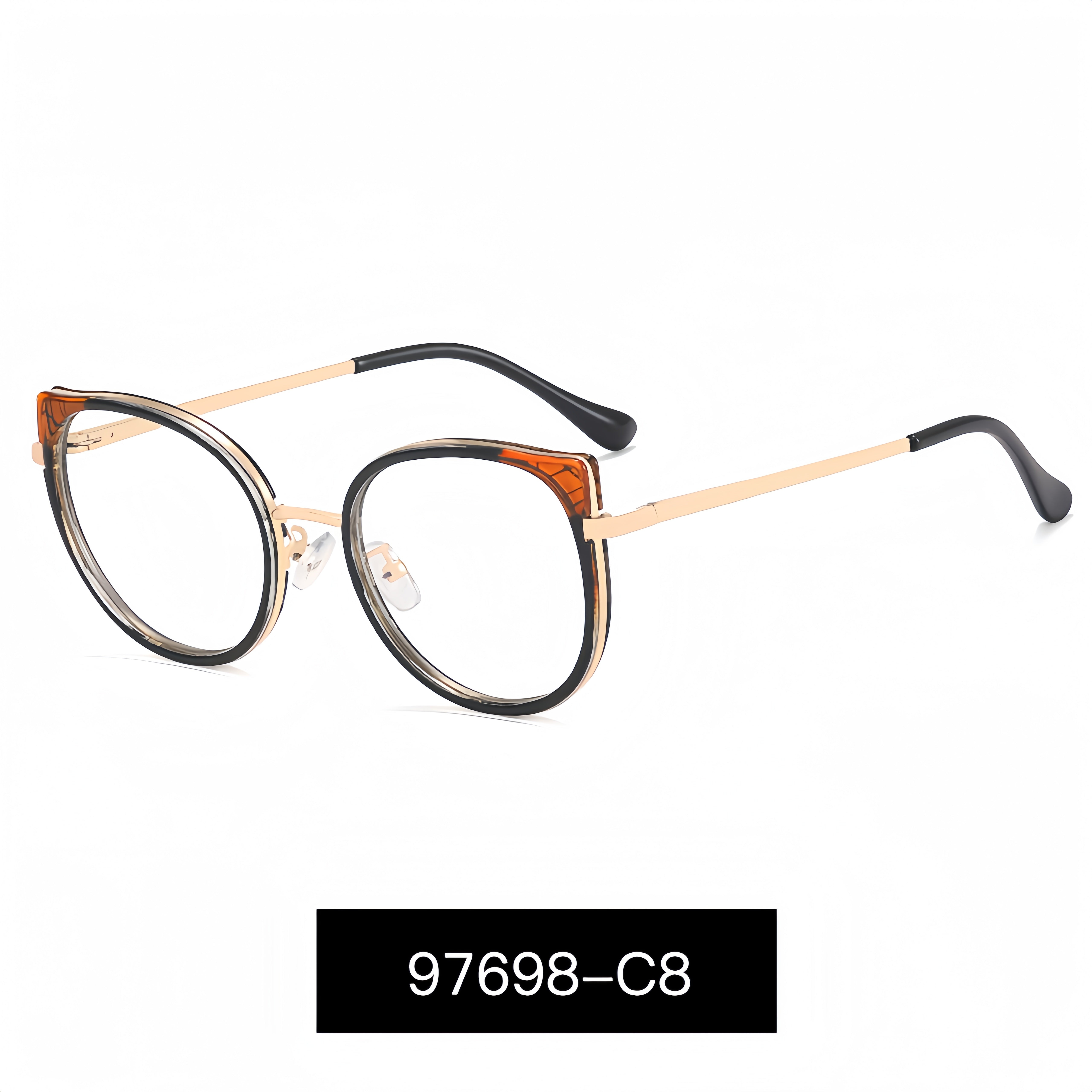 Dual-Tone Metal Full-Rim Cat-Eye Eyewear Frames