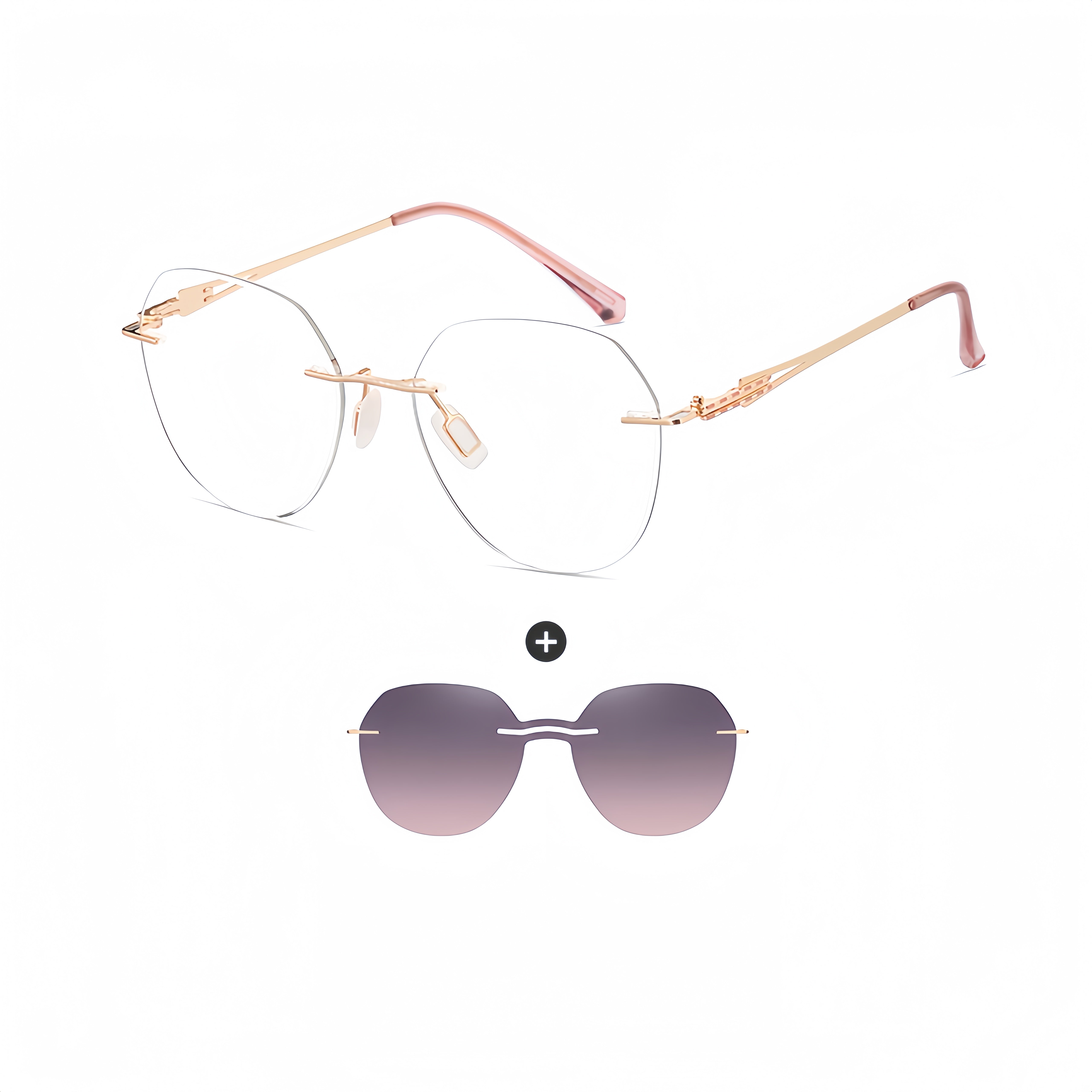 Women's Magnetic Clip-on Sunglasses for Frameless Prescription Glasses