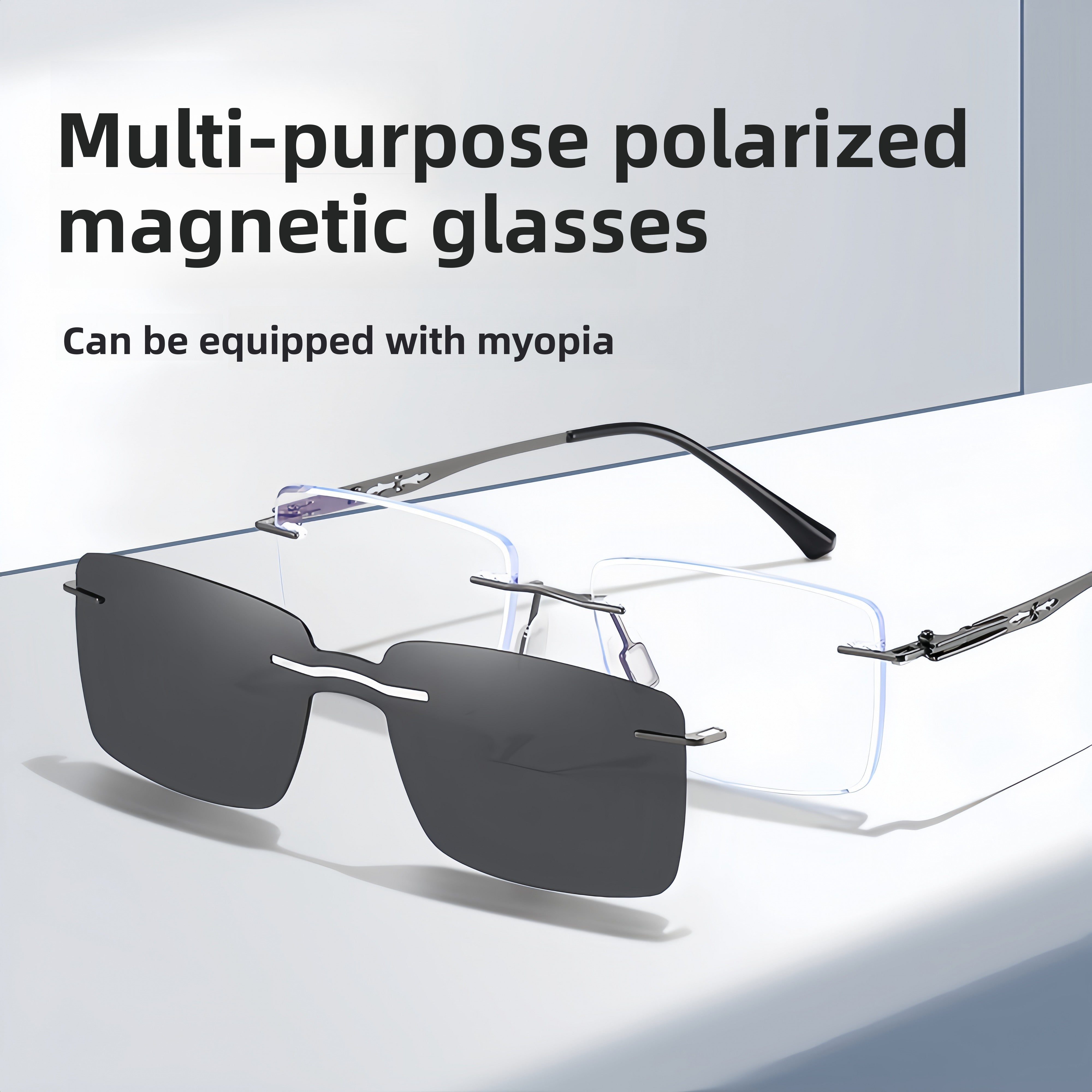 Rimless Rx Frame with Magnetic Clip-On System