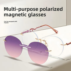 Women's Rimless Magnetic Clip-On Sunglasses |   Rx-Ready