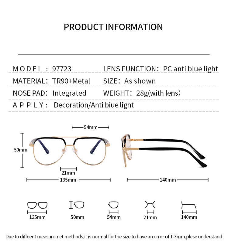 Men's TR90 Double Beam Myopia Glasses