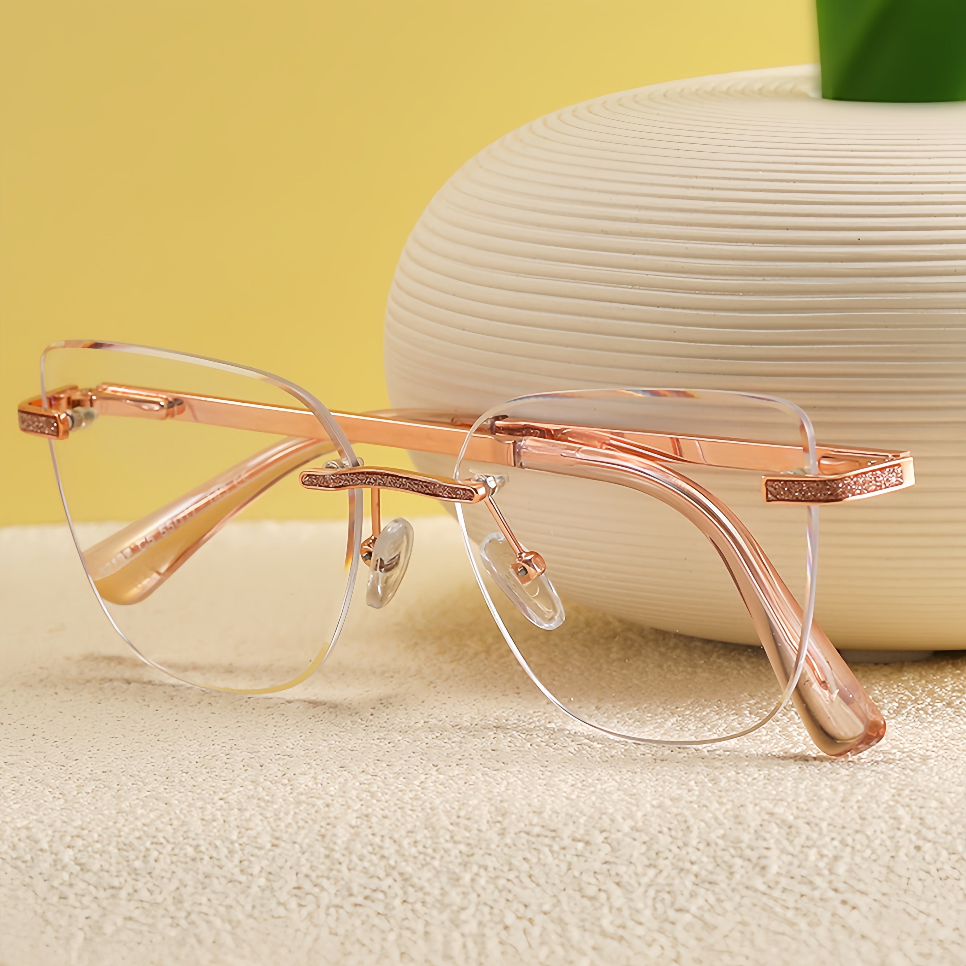 Rimless Beveled Edge Glasses