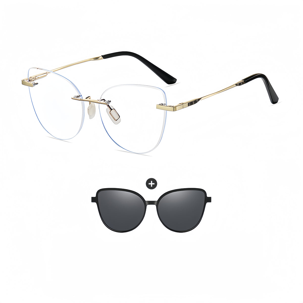 Women's TR90 Magnetic Clip-On Sunglasses & Prescription Frames 2-in-1
