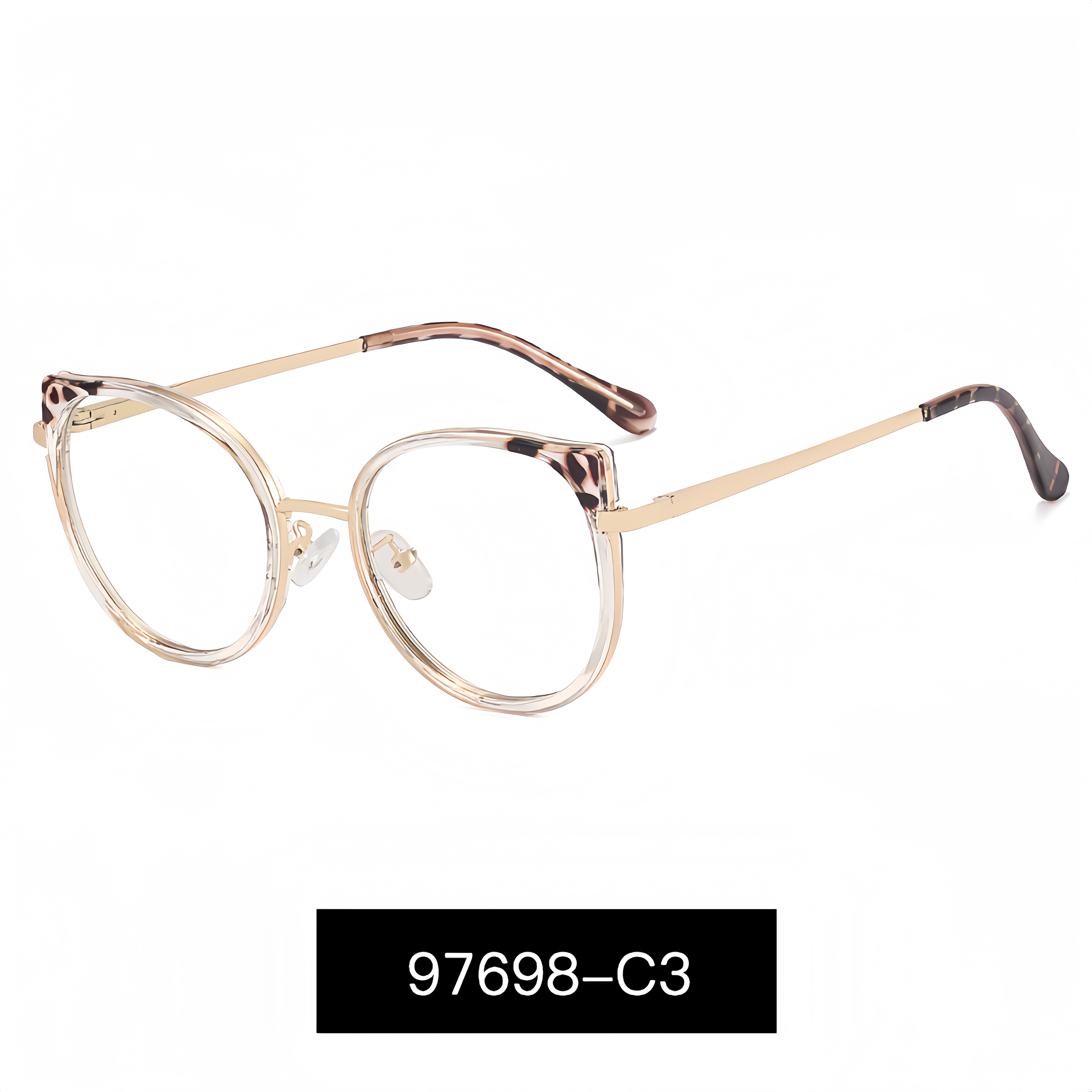 Dual-Tone Metal Full-Rim Cat-Eye Eyewear Frames