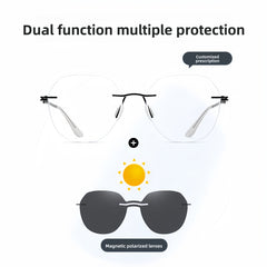 Women's Magnetic Clip-on Sunglasses for Frameless Prescription Glasses