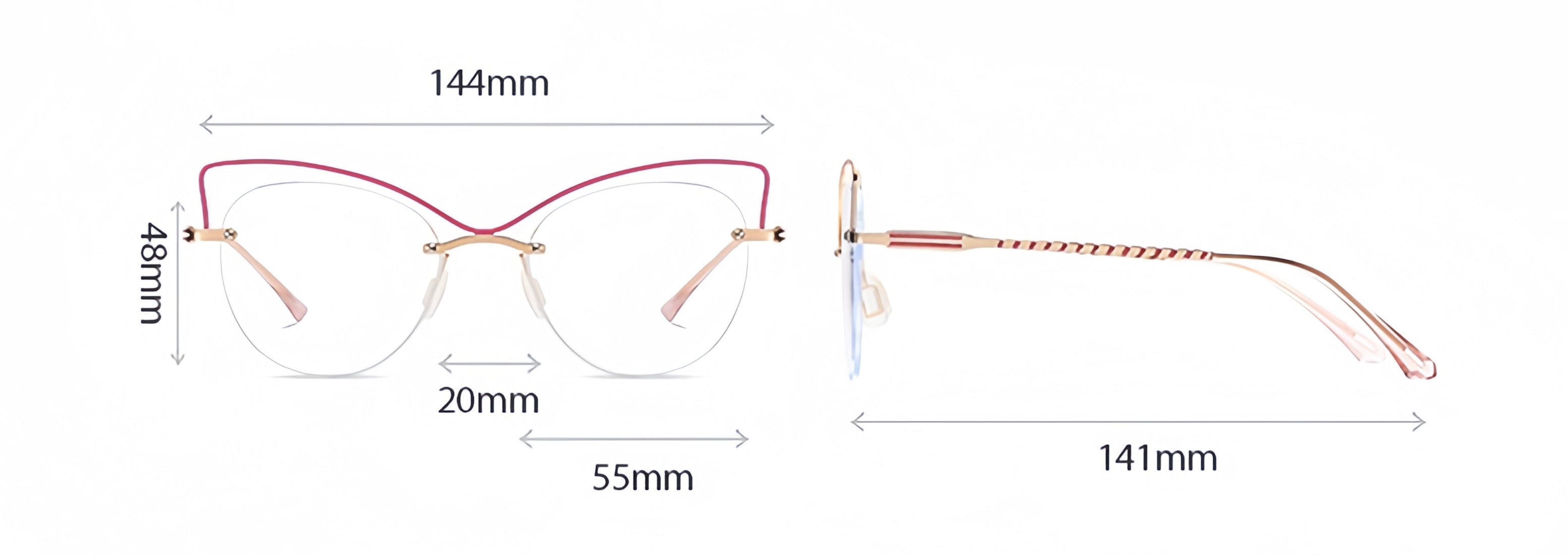 Women's Rimless Magnetic Clip-On Sunglasses Compatible with Prescription Frames