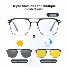 Men's Magnetic Clip-On Sunglasses + Prescription Glasses Frame