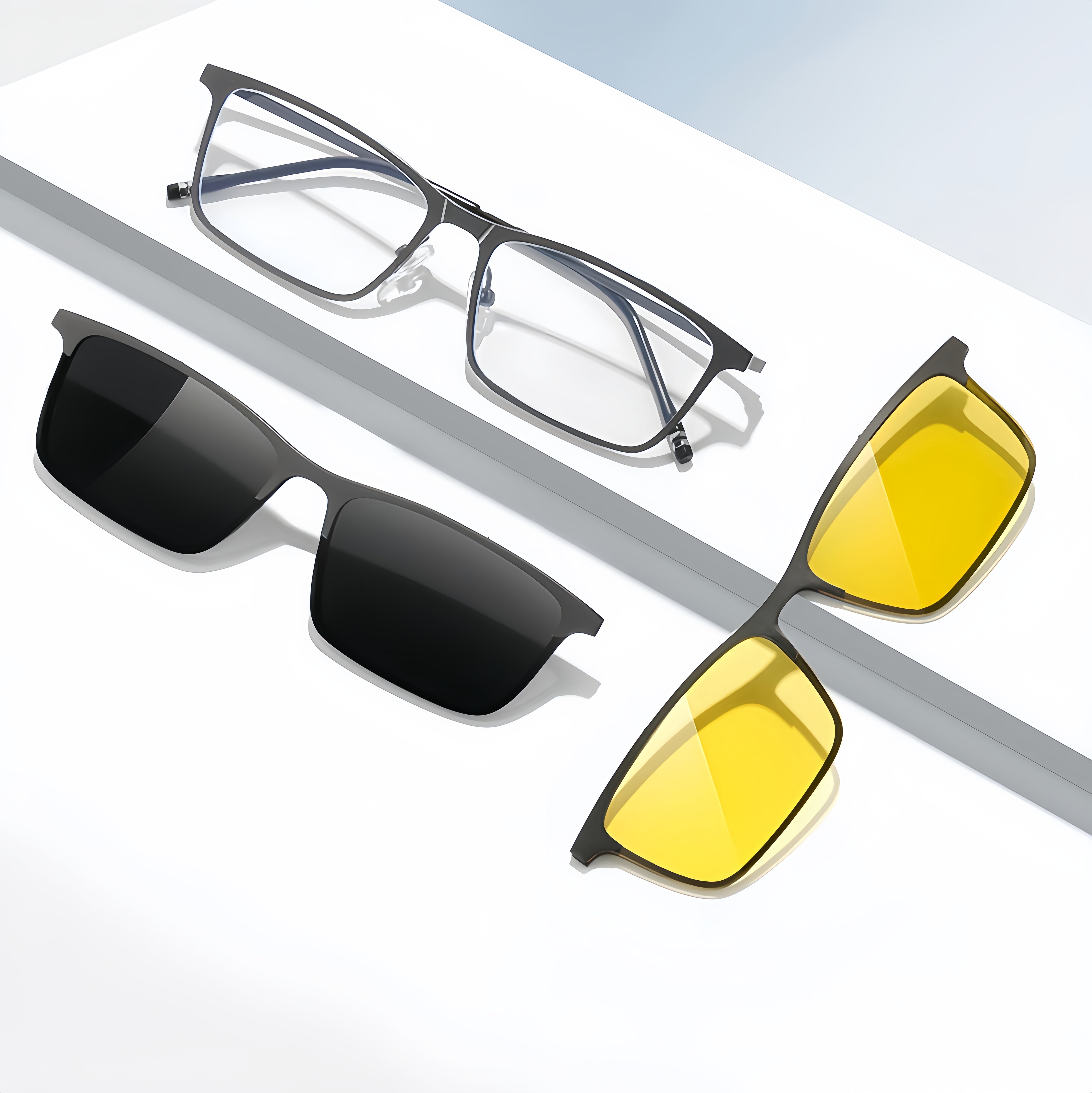 Men's Magnetic Flip-up Clip-on Sunglasses with Prescription Frame