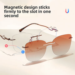 Rimless Magnetic Clip Sunglasses + RX Frame