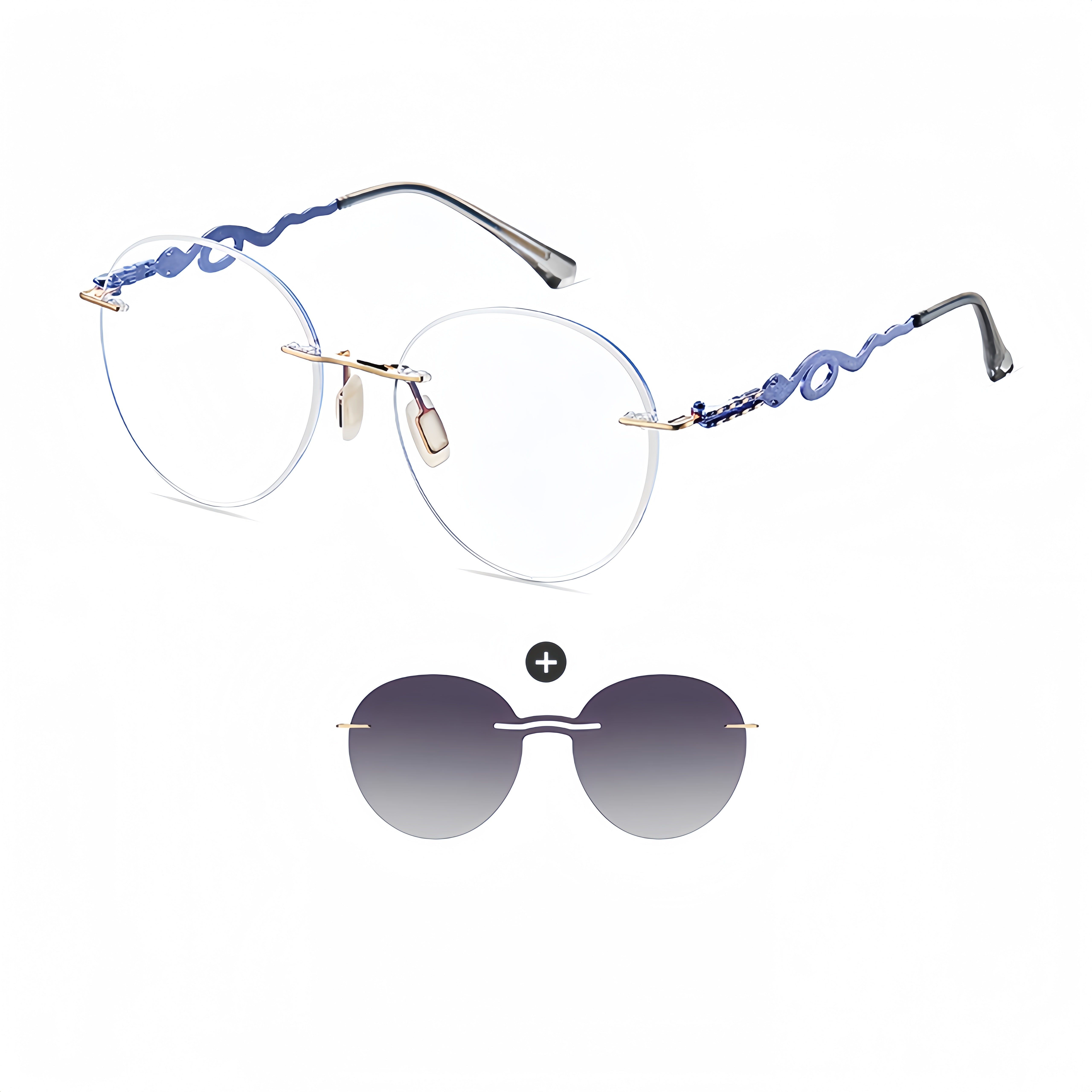 Women's Rimless Magnetic Clip-On Sunglasses |   Rx-Ready