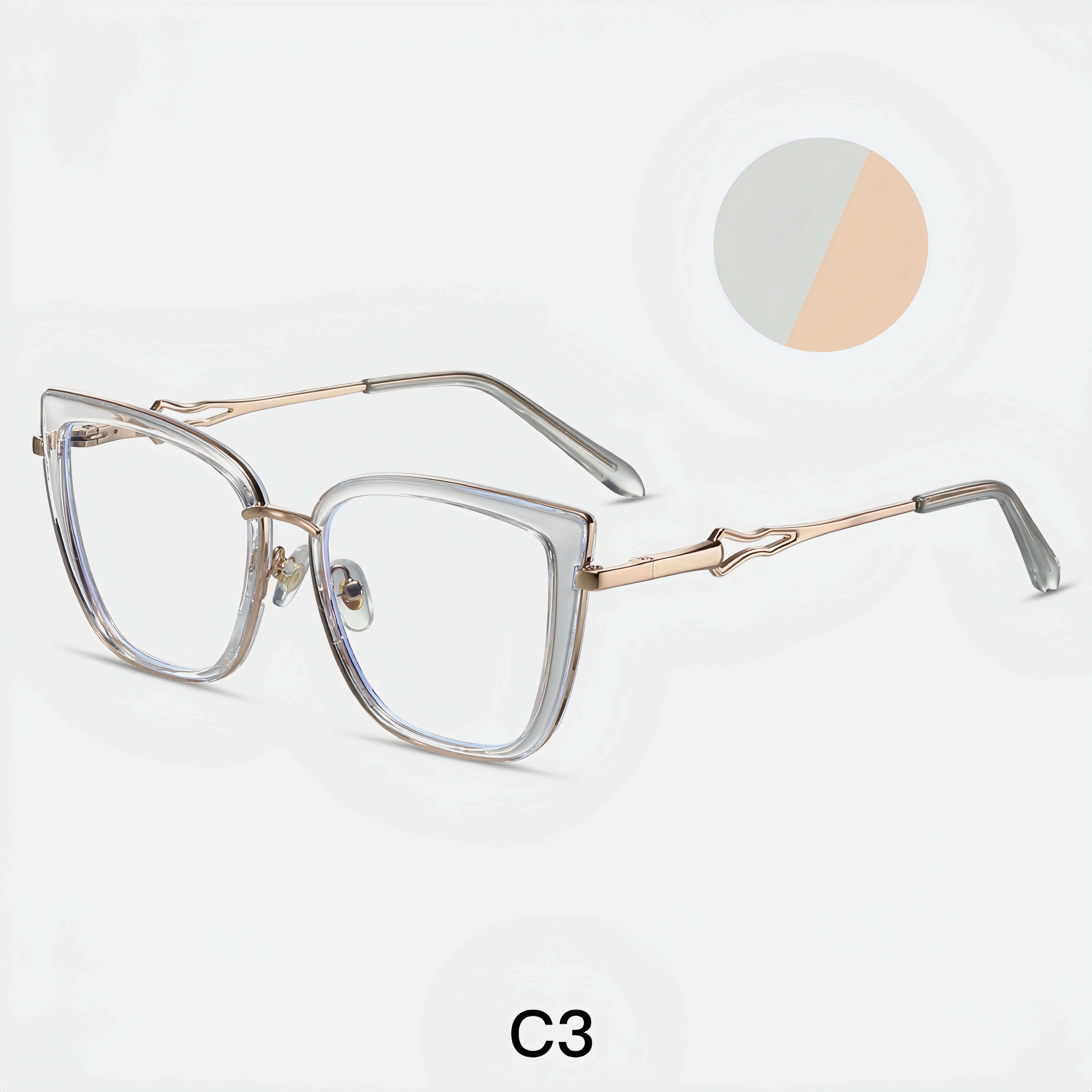 Women's TR90+ Metal Leopard Pattern Square Eyeglass Frame