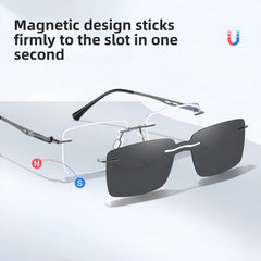 Rimless Rx Frame with Magnetic Clip-On System