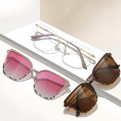 Women's TR90 Ultralight Prescription Frame with Magnetic Clip-on Sunglass Kit