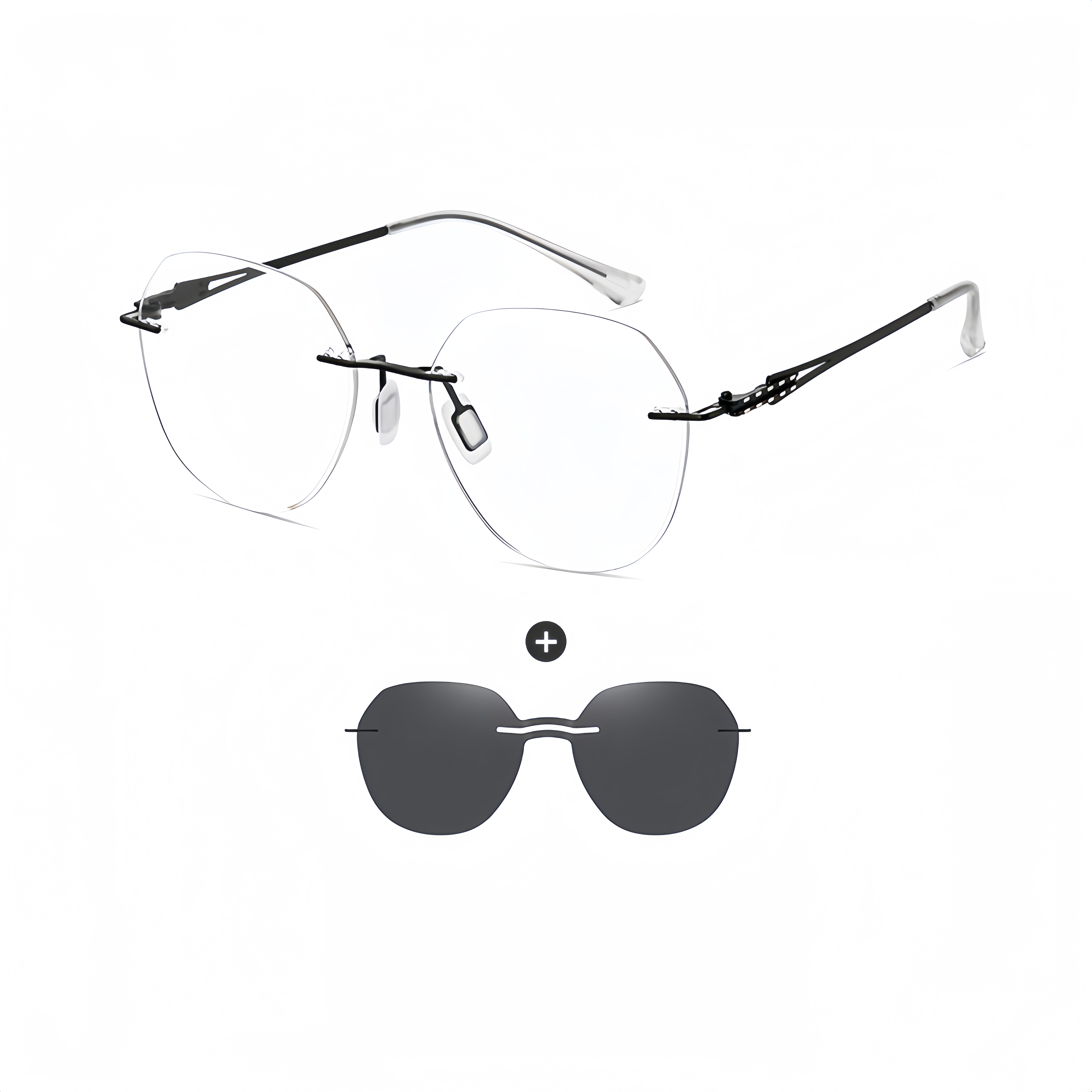 Women's Magnetic Clip-on Sunglasses for Frameless Prescription Glasses