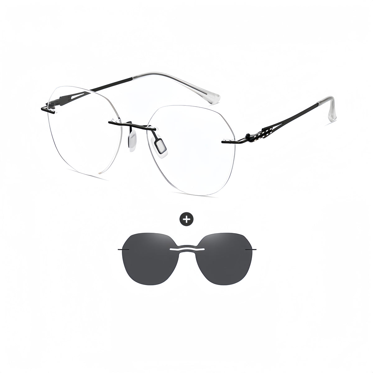 Women's Magnetic Clip-on Sunglasses for Frameless Prescription Glasses