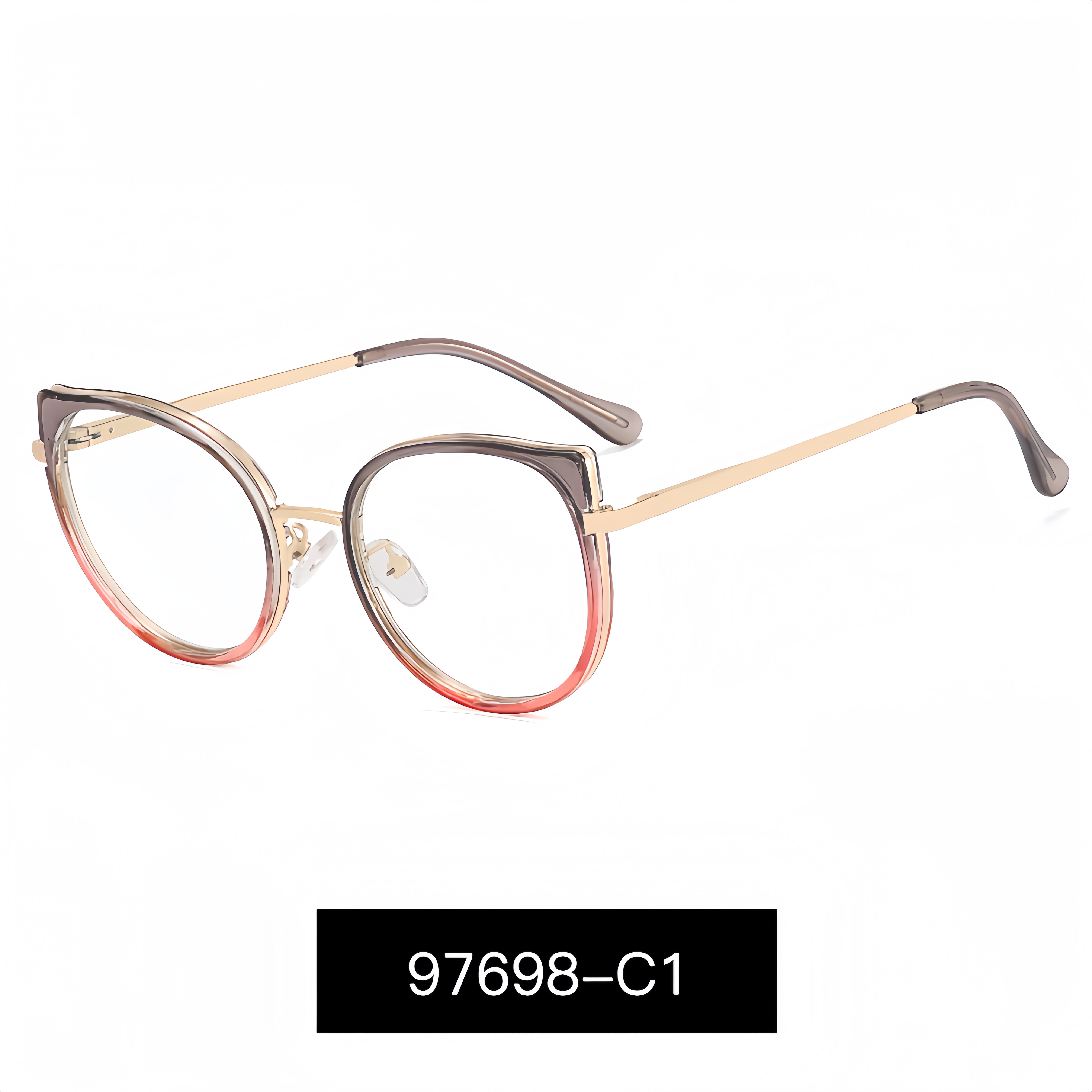 Dual-Tone Metal Full-Rim Cat-Eye Eyewear Frames