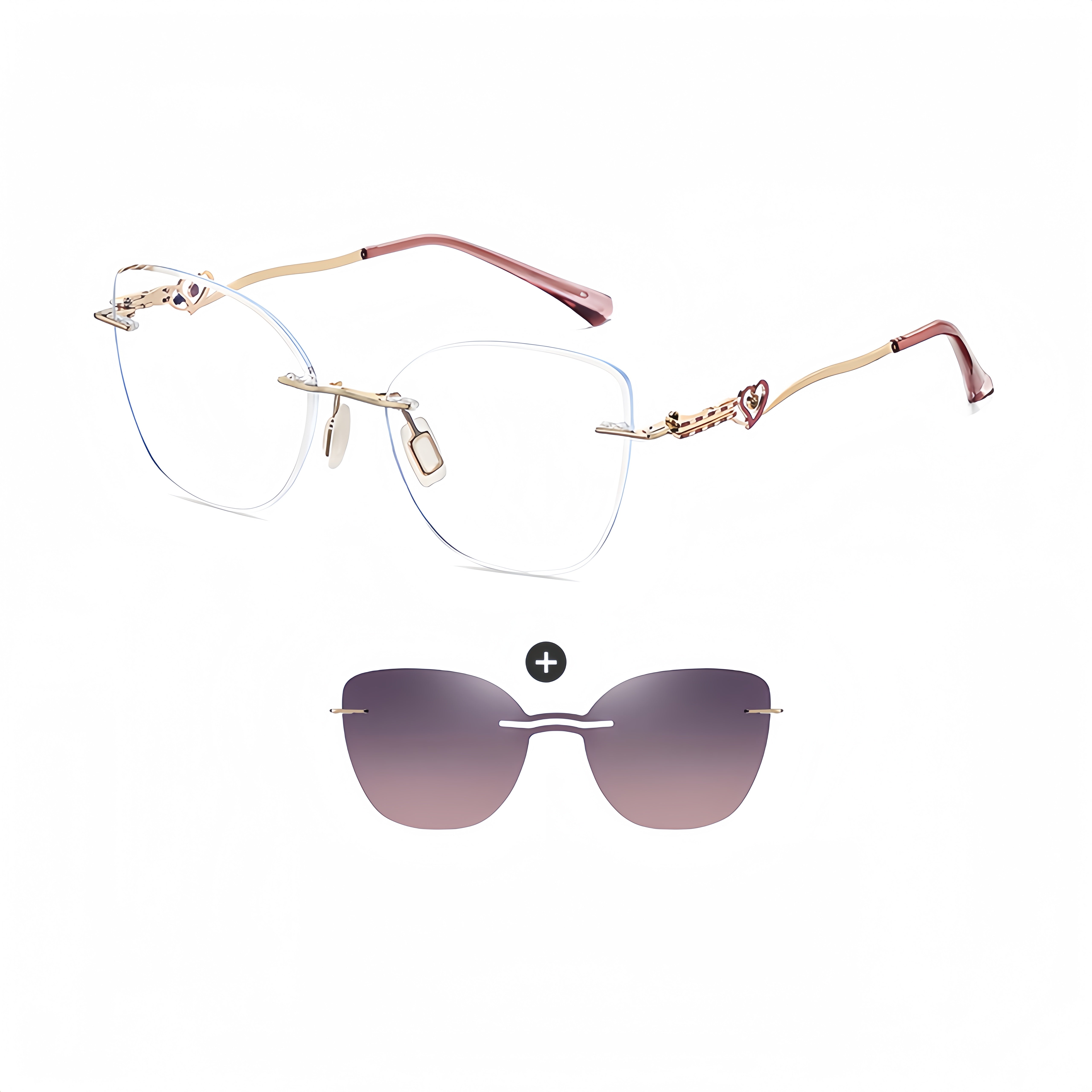 Women's Metal Frameless Prescription Glasses Frame