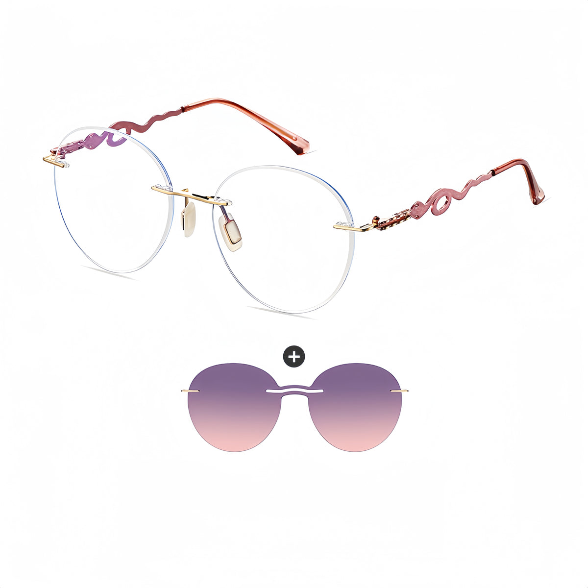 Women's Rimless Magnetic Clip-On Sunglasses |   Rx-Ready