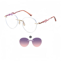 Women's Rimless Magnetic Clip-On Sunglasses |   Rx-Ready