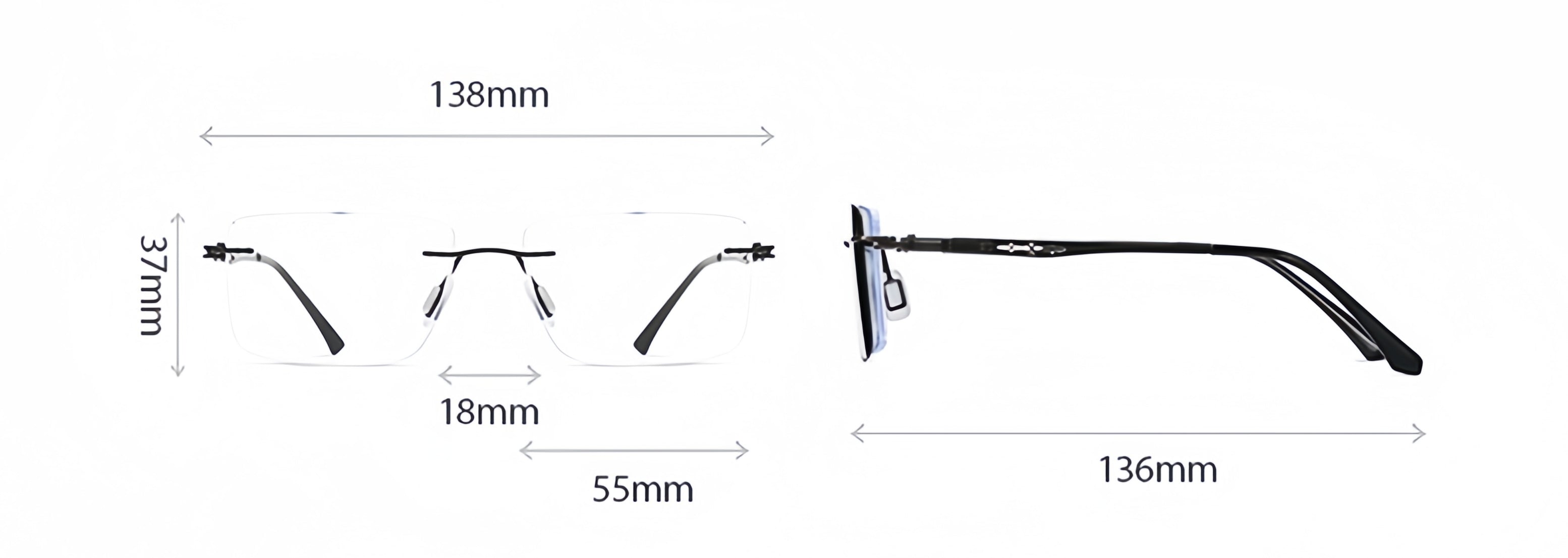 Rimless Rx Frame with Magnetic Clip-On System