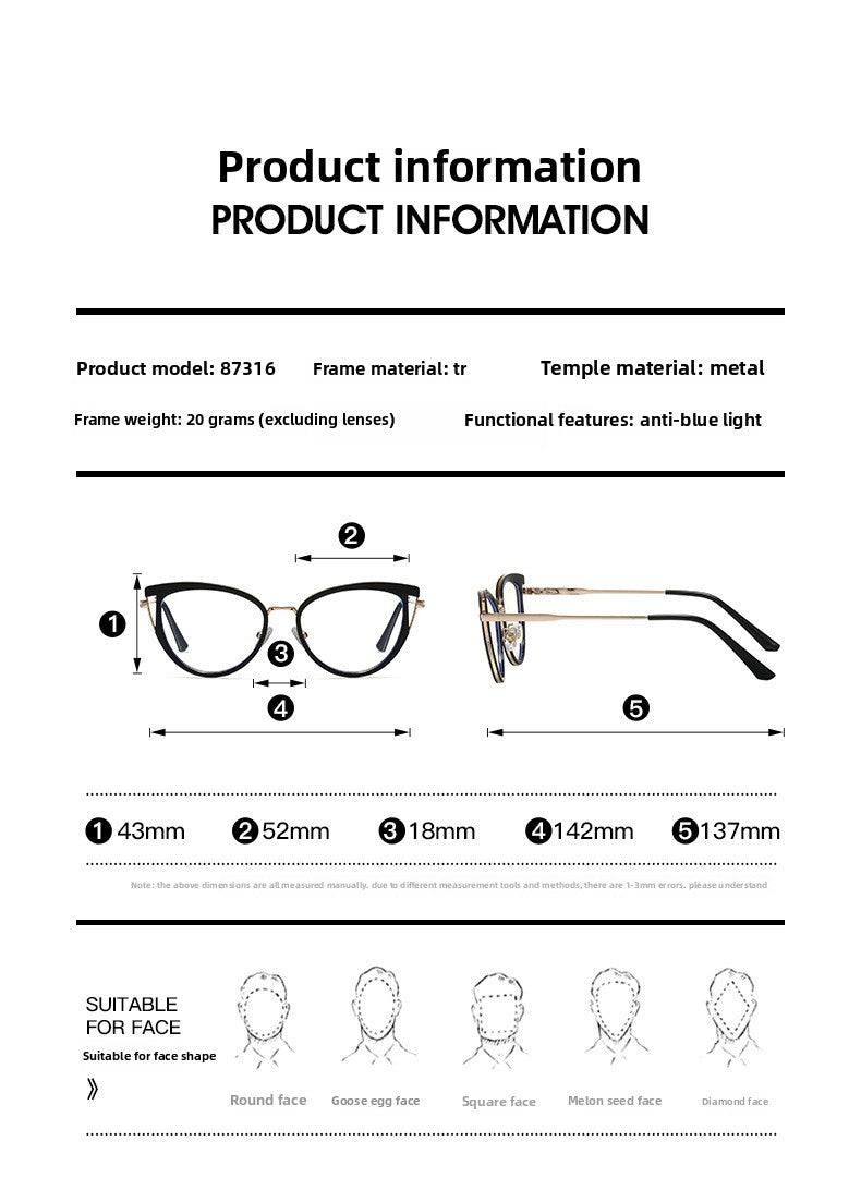 Women's TR90 & Metal Leopard Print Cat-Eye Eyeglass Frames